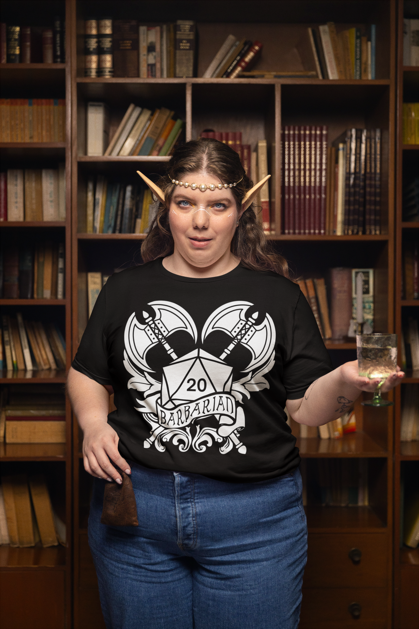 Dungeons and Dragons Barbarian Class T-Shirt | Black & White D20 Dice Design | Perfect Gift for RPG Gamers