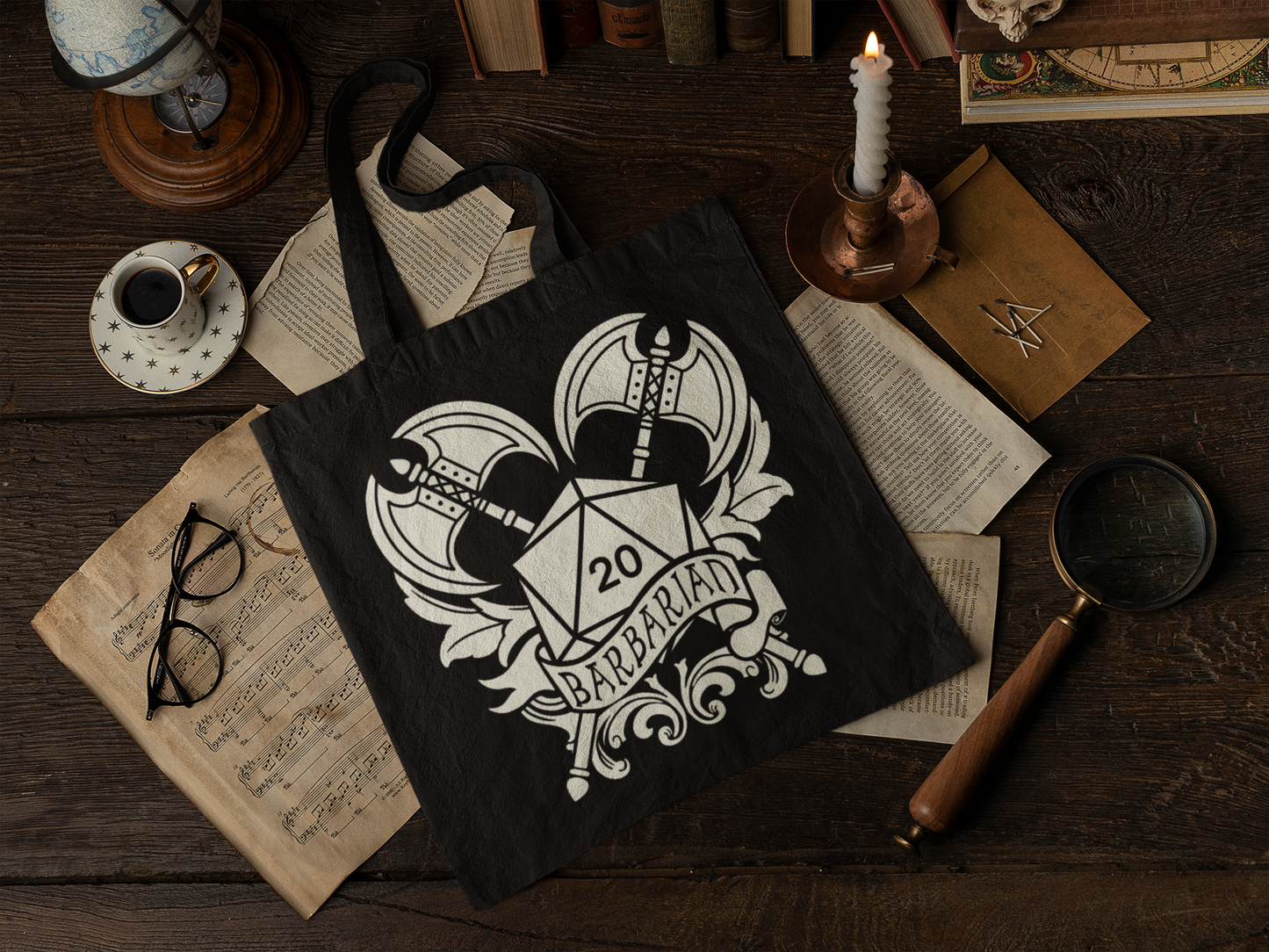 Black Tote Bags with D&D Class Symbols | Set of 12 Unique Designs | Perfect for Dungeon Masters and RPG Enthusiasts