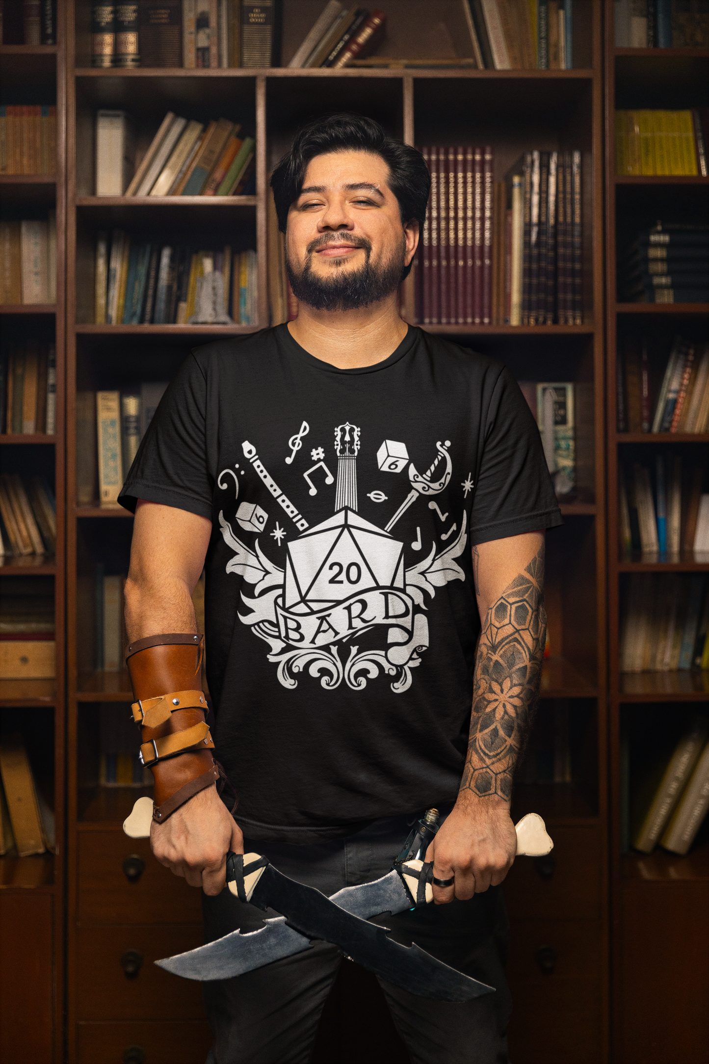 Dungeons and Dragons Barbarian Class T-Shirt | Black & White D20 Dice Design | Perfect Gift for RPG Gamers