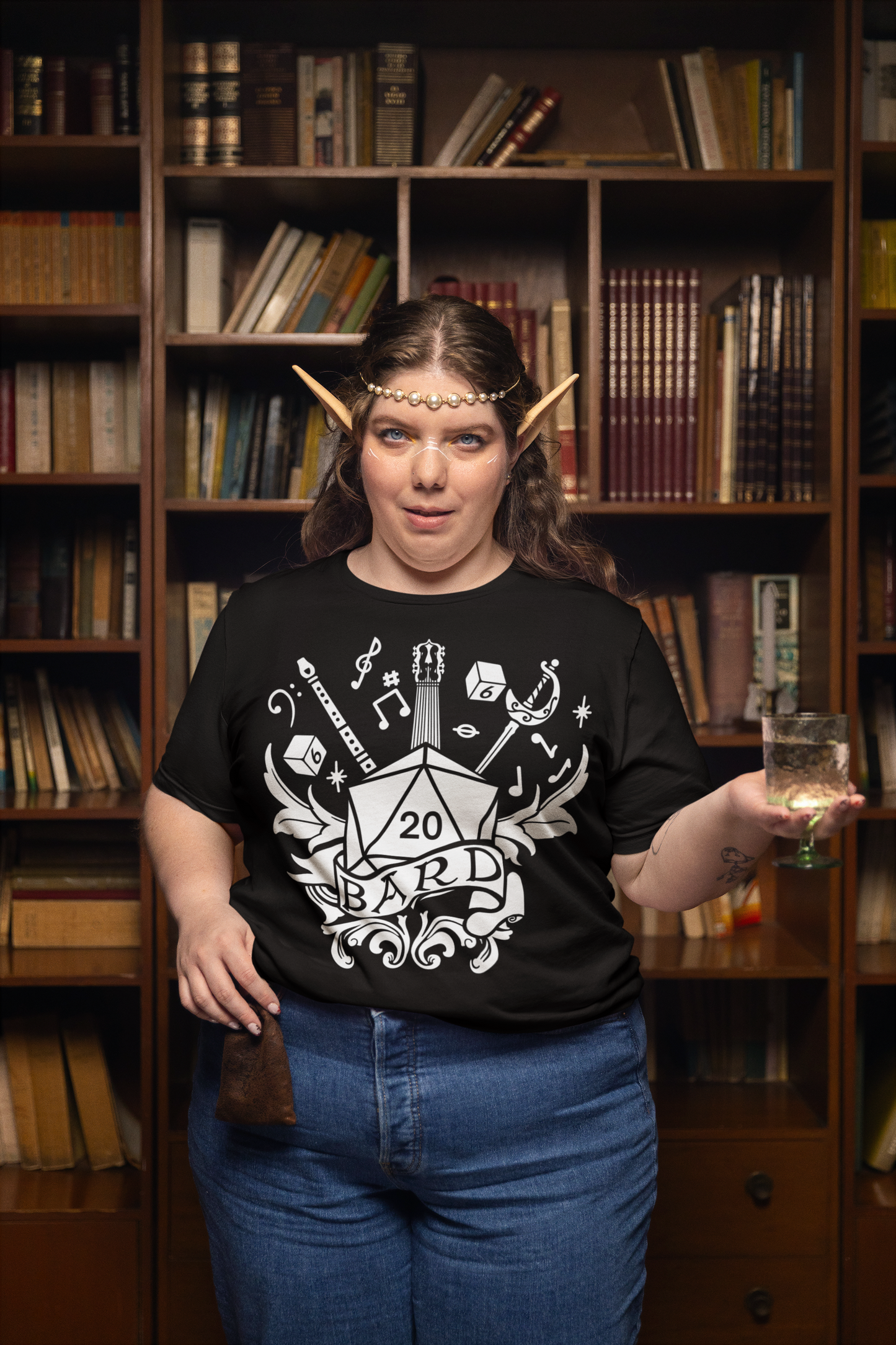 Dungeons and Dragons Bard Class T-Shirt | Black & White D20 Dice Design | Perfect Gift for RPG Gamers