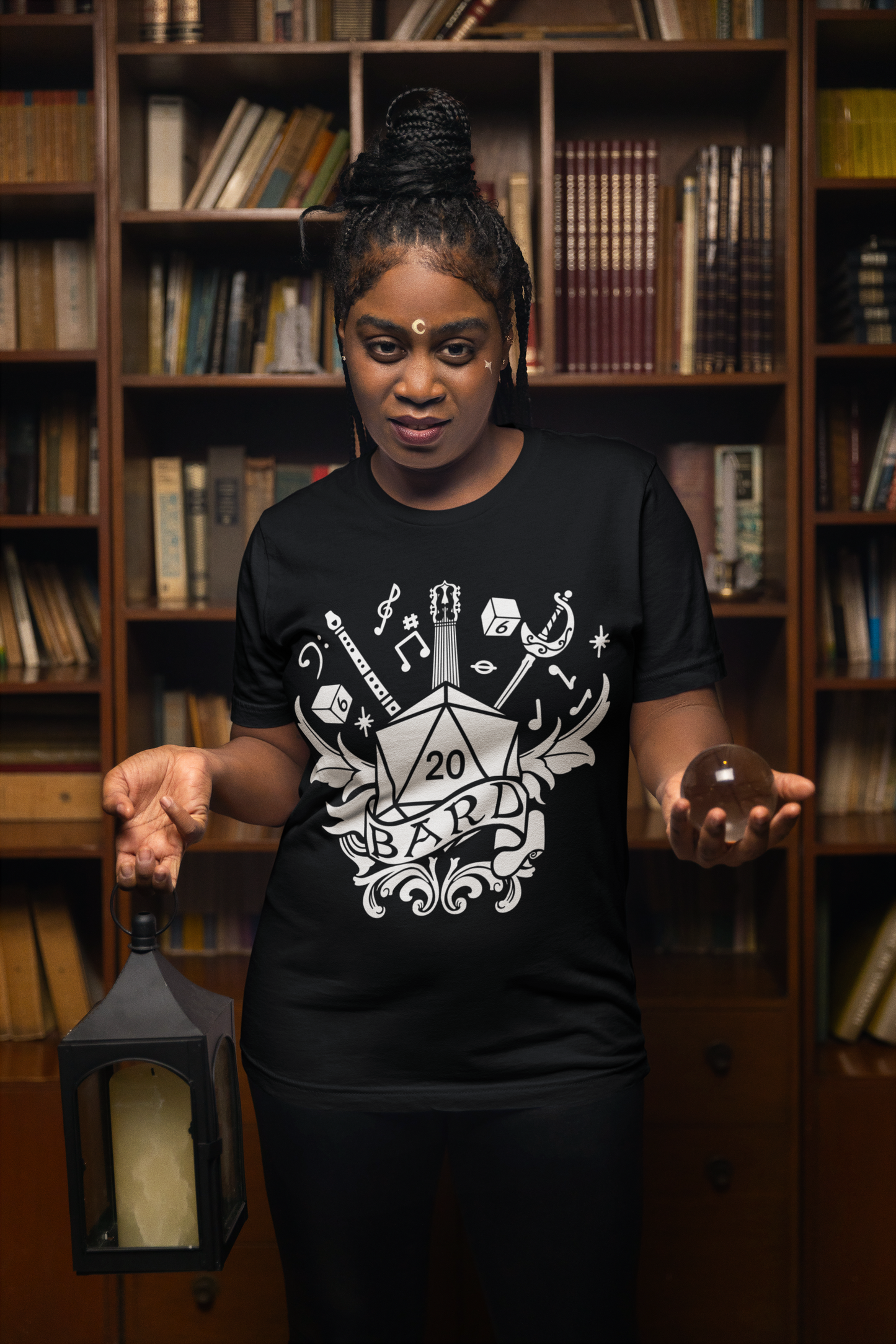 Dungeons and Dragons Bard Class T-Shirt | Black & White D20 Dice Design | Perfect Gift for RPG Gamers