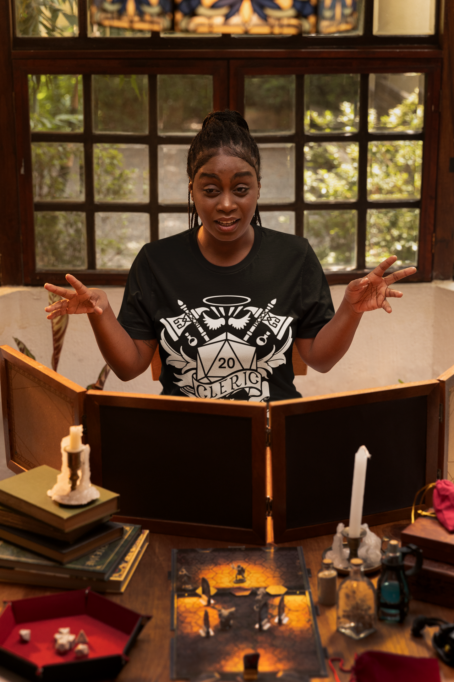 Dungeons and Dragons Cleric Class T-Shirt | Black & White D20 Dice Design | Perfect Gift for RPG Gamers
