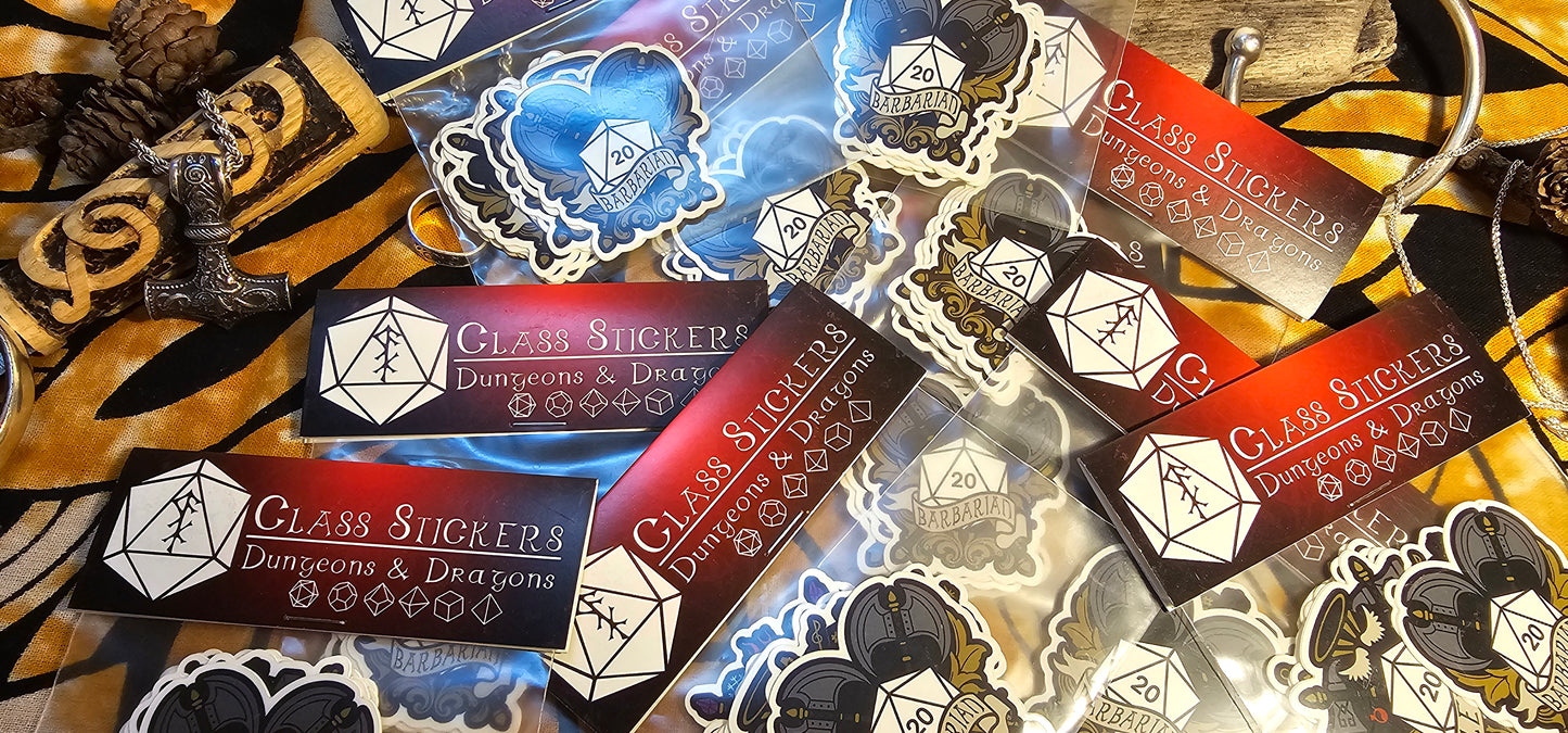 D&D Sticker Pack, 12 Class Stickers, 1 DM Sticker, Dungeons and Dragons, Sticker Pack, Dungeon Master, Gift for DnD Players, Gift for DM