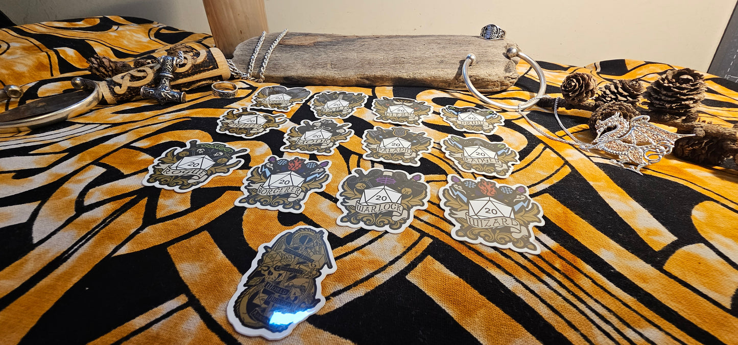 D&D Sticker Pack, 12 Class Stickers, 1 DM Sticker, Dungeons and Dragons, Sticker Pack, Dungeon Master, Gift for DnD Players, Gift for DM