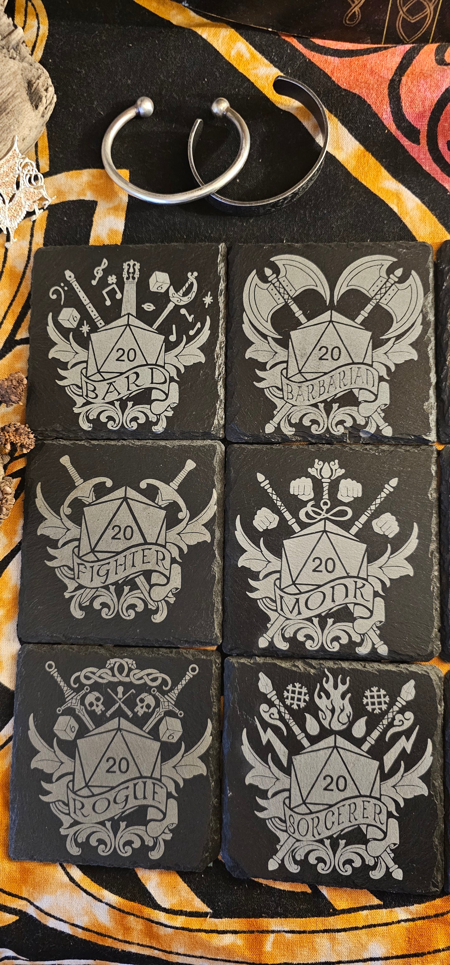 Slate Coasters, D&D Coasters, DnD Coasters, Class Coasters, DnD Accessories, Dungeons and Dragons, DnD Homeware, DnD Class Art, DnD Gift