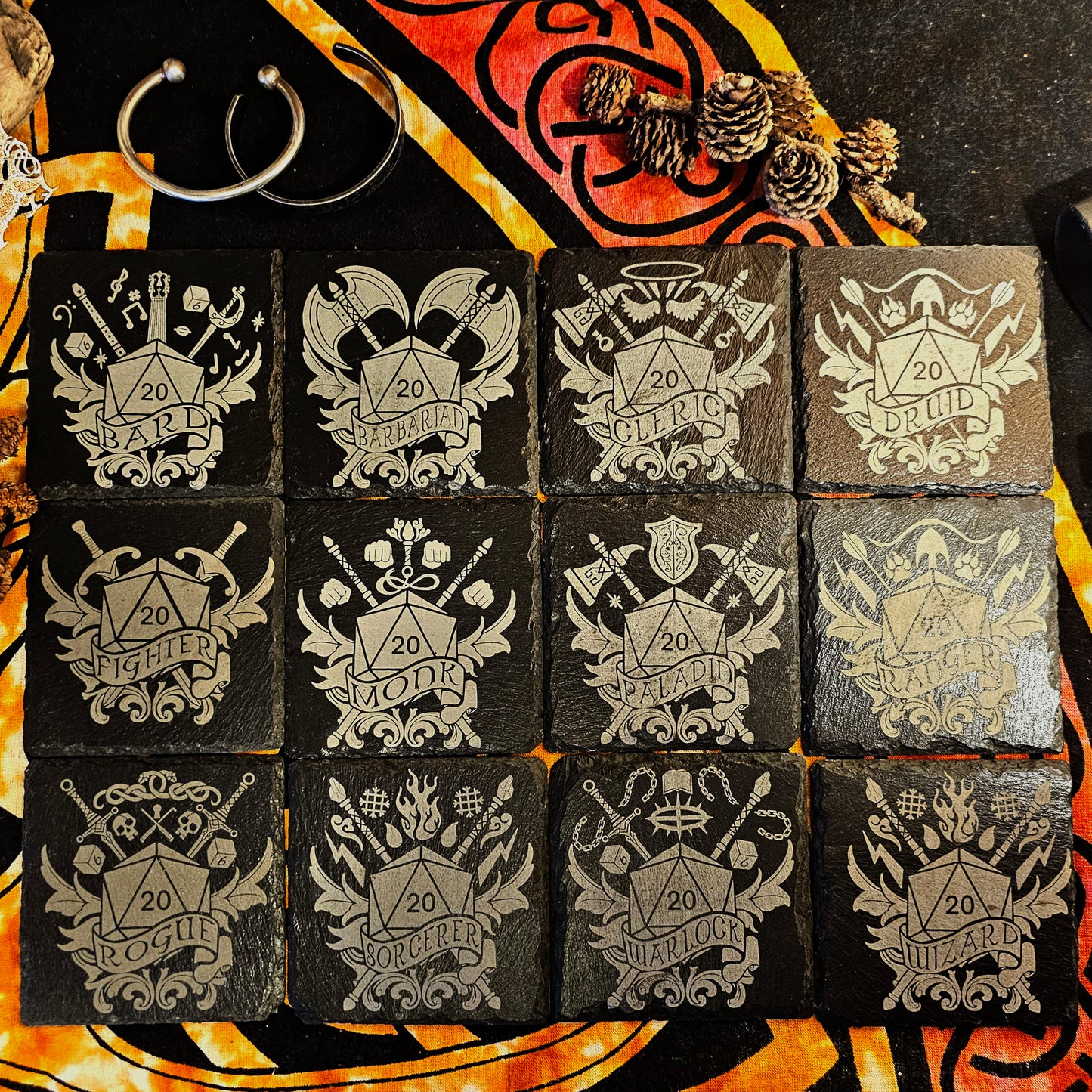 Slate Coasters, D&D Coasters, DnD Coasters, Class Coasters, DnD Accessories, Dungeons and Dragons, DnD Homeware, DnD Class Art, DnD Gift