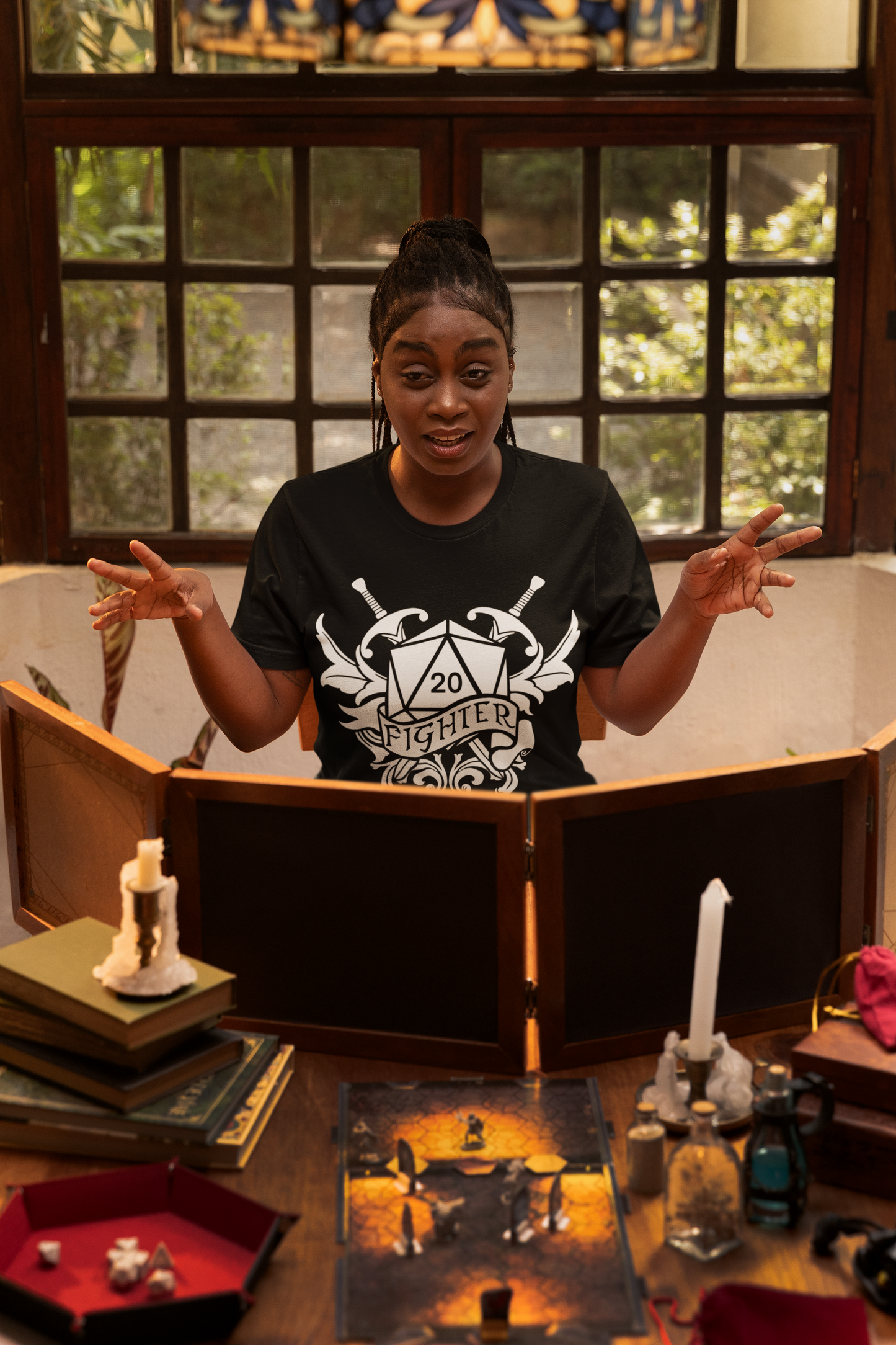 Dungeons and Dragons Fighter Class T-Shirt | Black & White D20 Dice Design | Perfect Gift for RPG Gamers