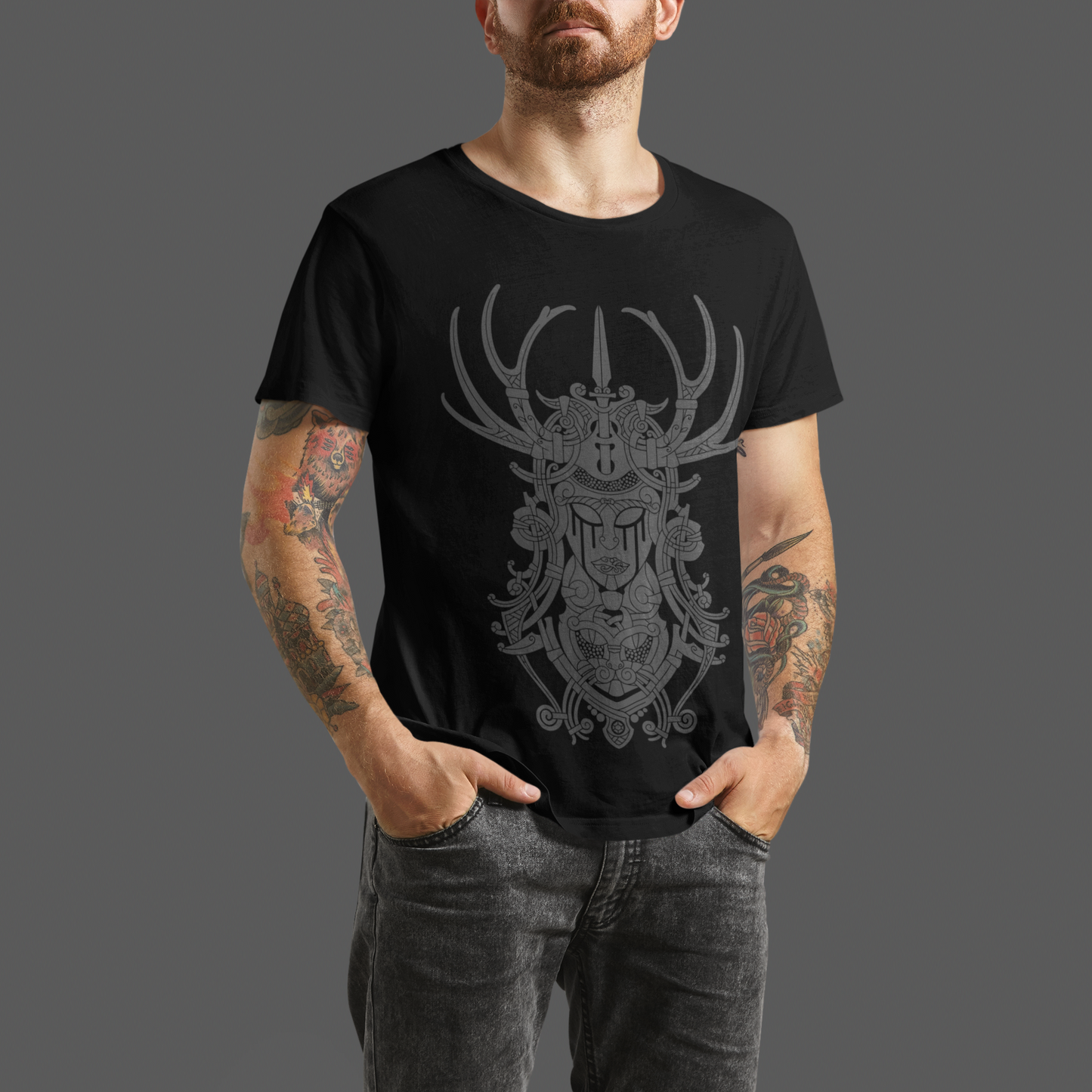 FREYJA BLACK AND GREY TEE