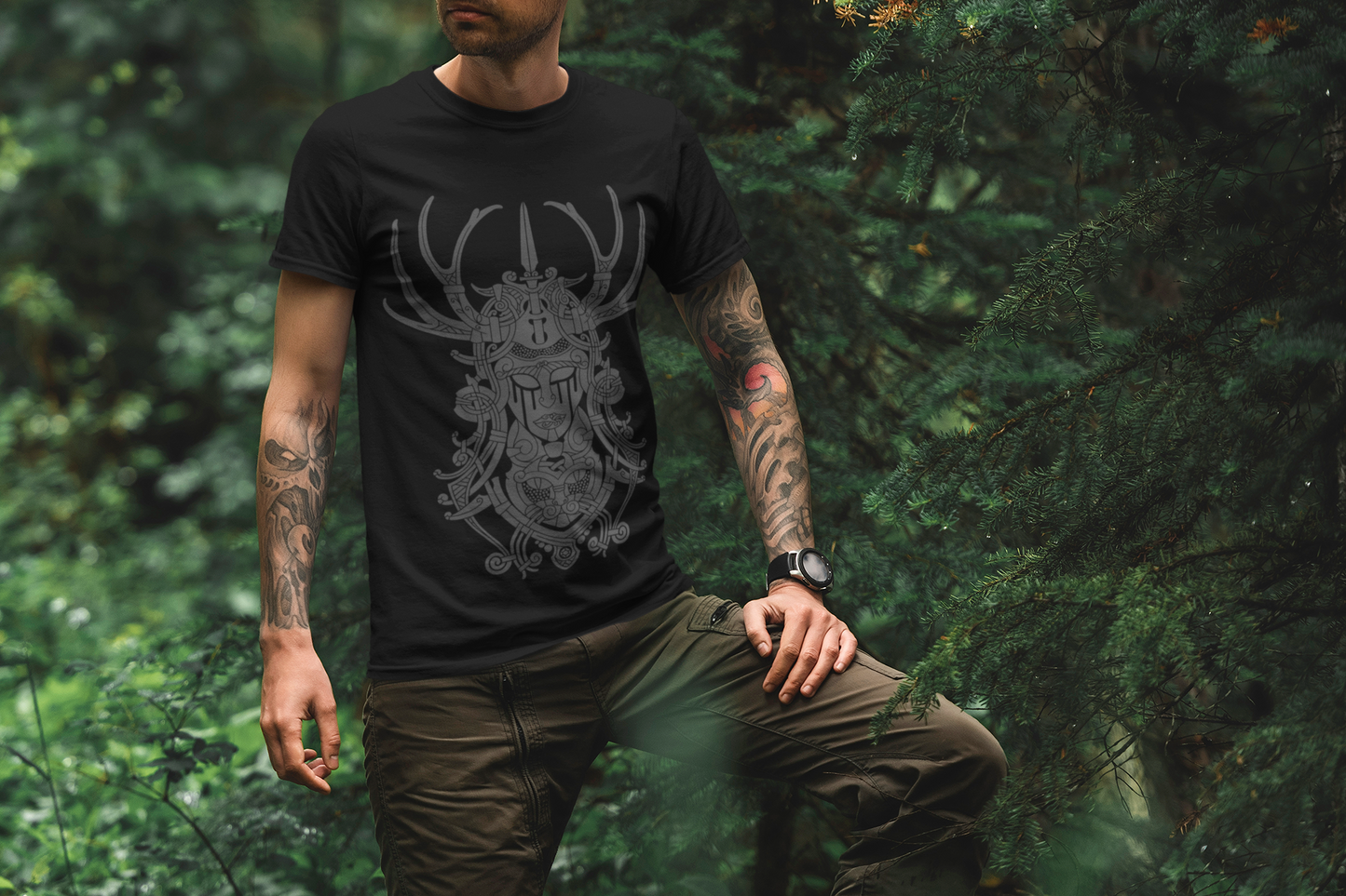 FREYJA BLACK AND GREY TEE