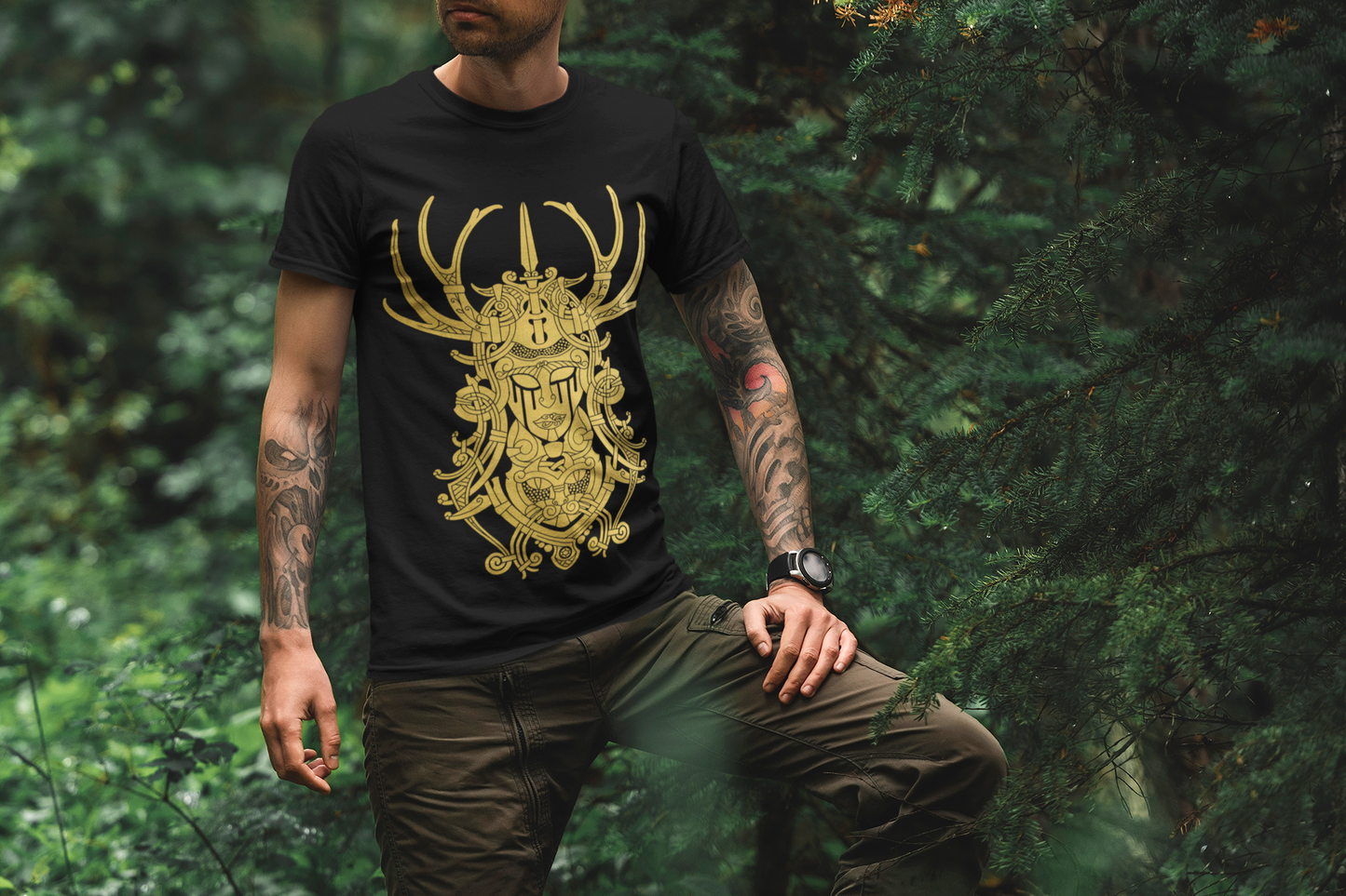 FREYJA BLACK AND GOLD TEE
