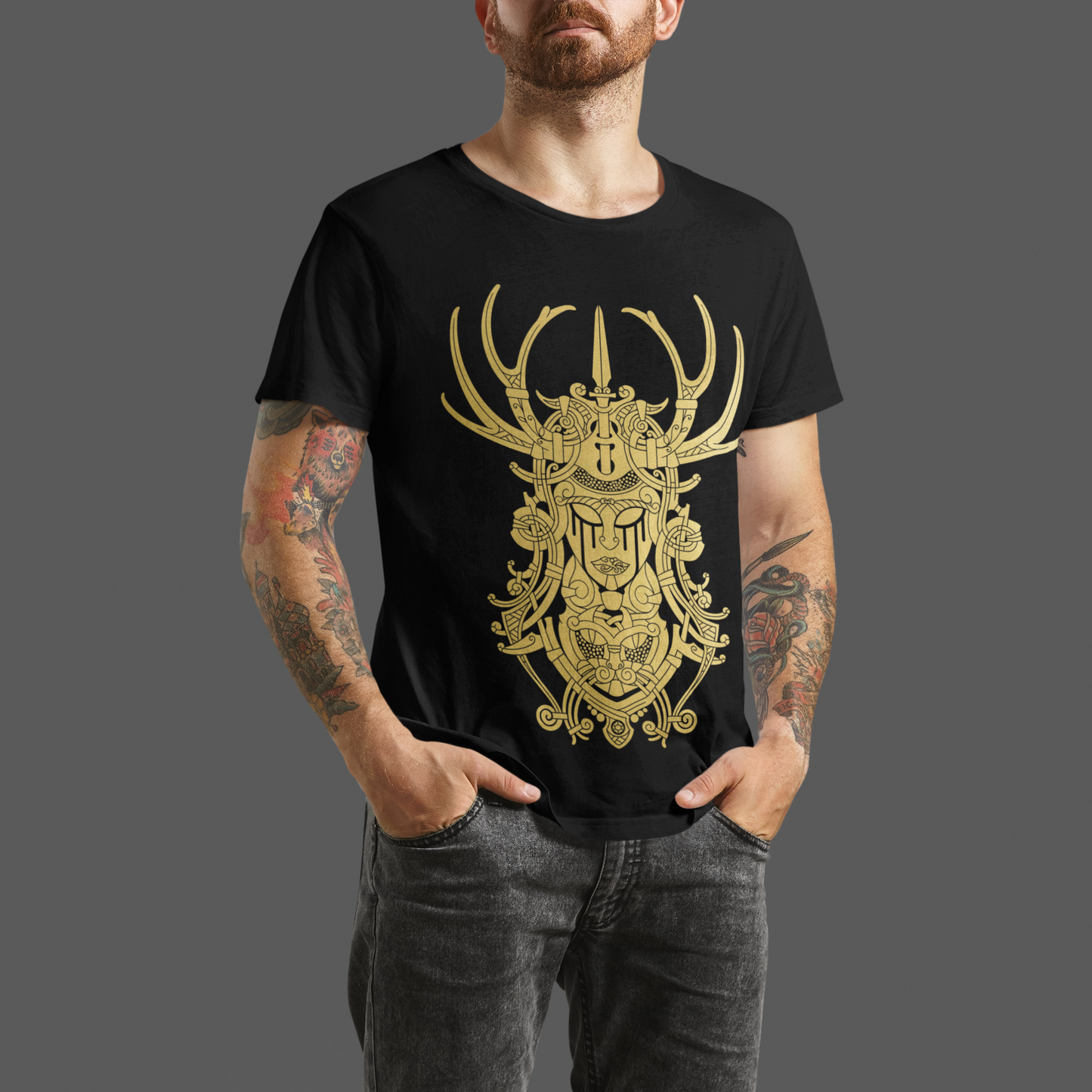 FREYJA BLACK AND GOLD TEE