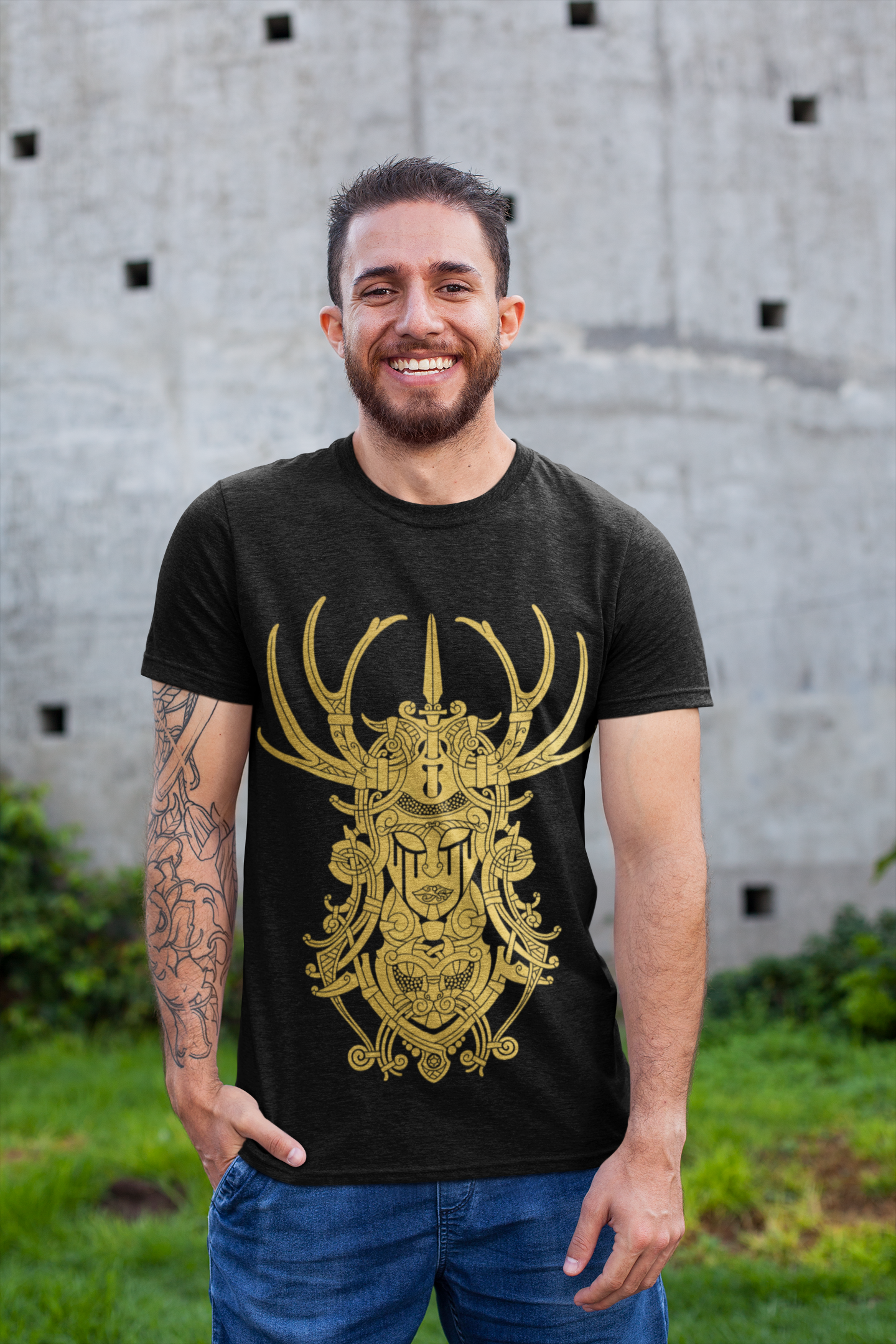 FREYJA BLACK AND GOLD TEE