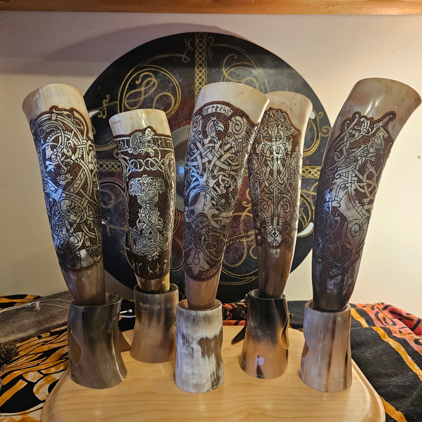 Viking Drinking Horn, Odin Art, Yggdrasil Artwork, Drinking Horn, Fenrir Horn , Horn with Stand, Viking Drinking Gift, Norse Mythology Gift