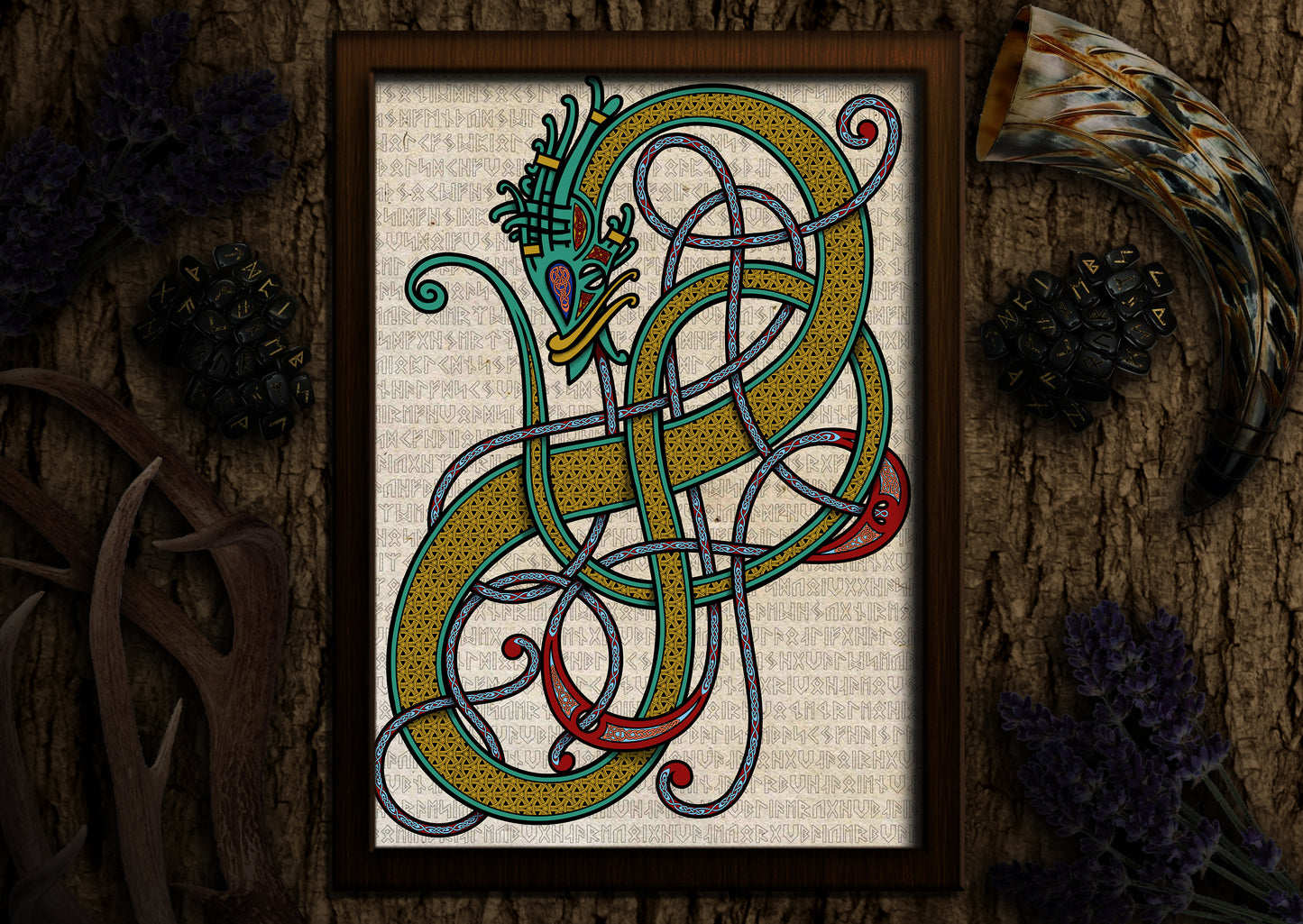 Celtic-Norse Dragon - Hiberno-Norse Knotwork Art Print