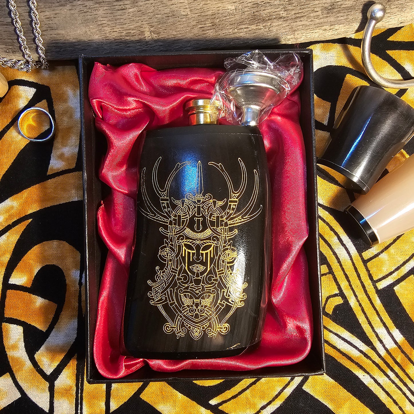 Freya - Horn Hip Flask