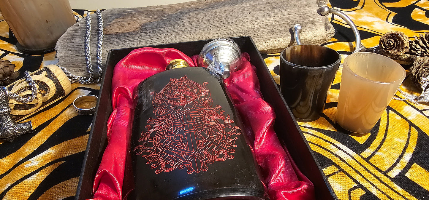 Tyr Gift, Viking Flask, Hip Flask, Viking Drinking Gift, Norse Flask, Norse Mythology Gift, Nordic Mythology Gift, Nordic Flask, Wolf design