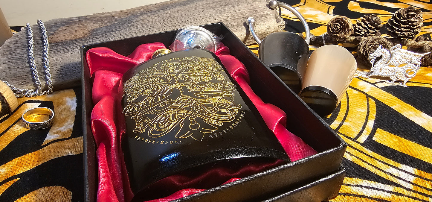Yggdrasil Gift, Viking Flask, Hip Flask, Viking Drinking Gift, Norse Flask, Norse Mythology Gift, Nordic Mythology Gift, Nordic Flask