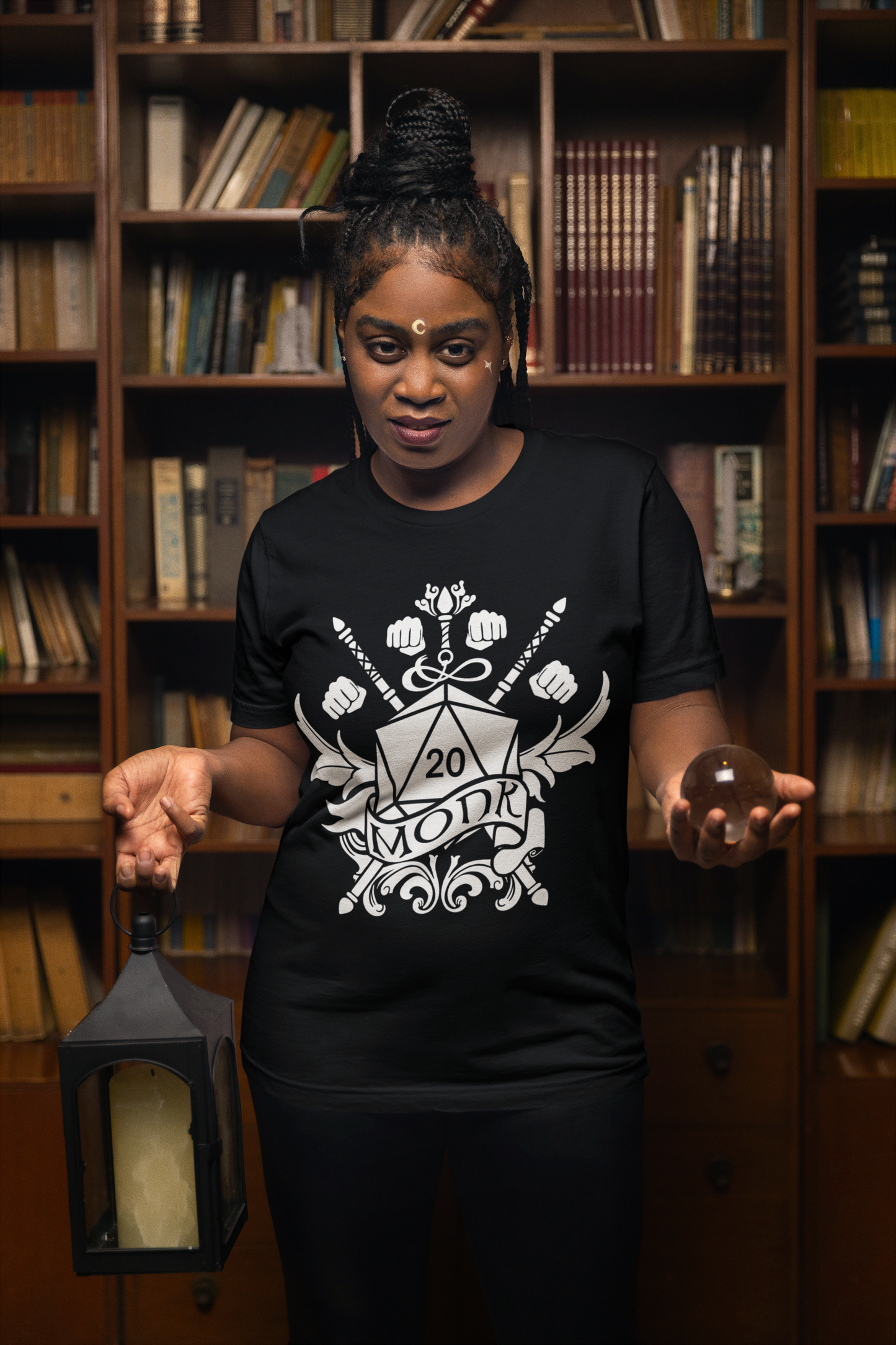 Dungeons and Dragons Monk Class T-Shirt | Black & White D20 Dice Design | Perfect Gift for RPG Gamers