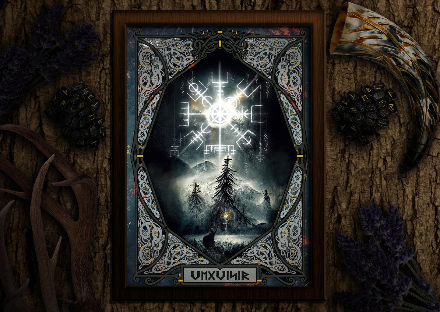 Vegvísir Nordic Symbolism Knotwork Art Print