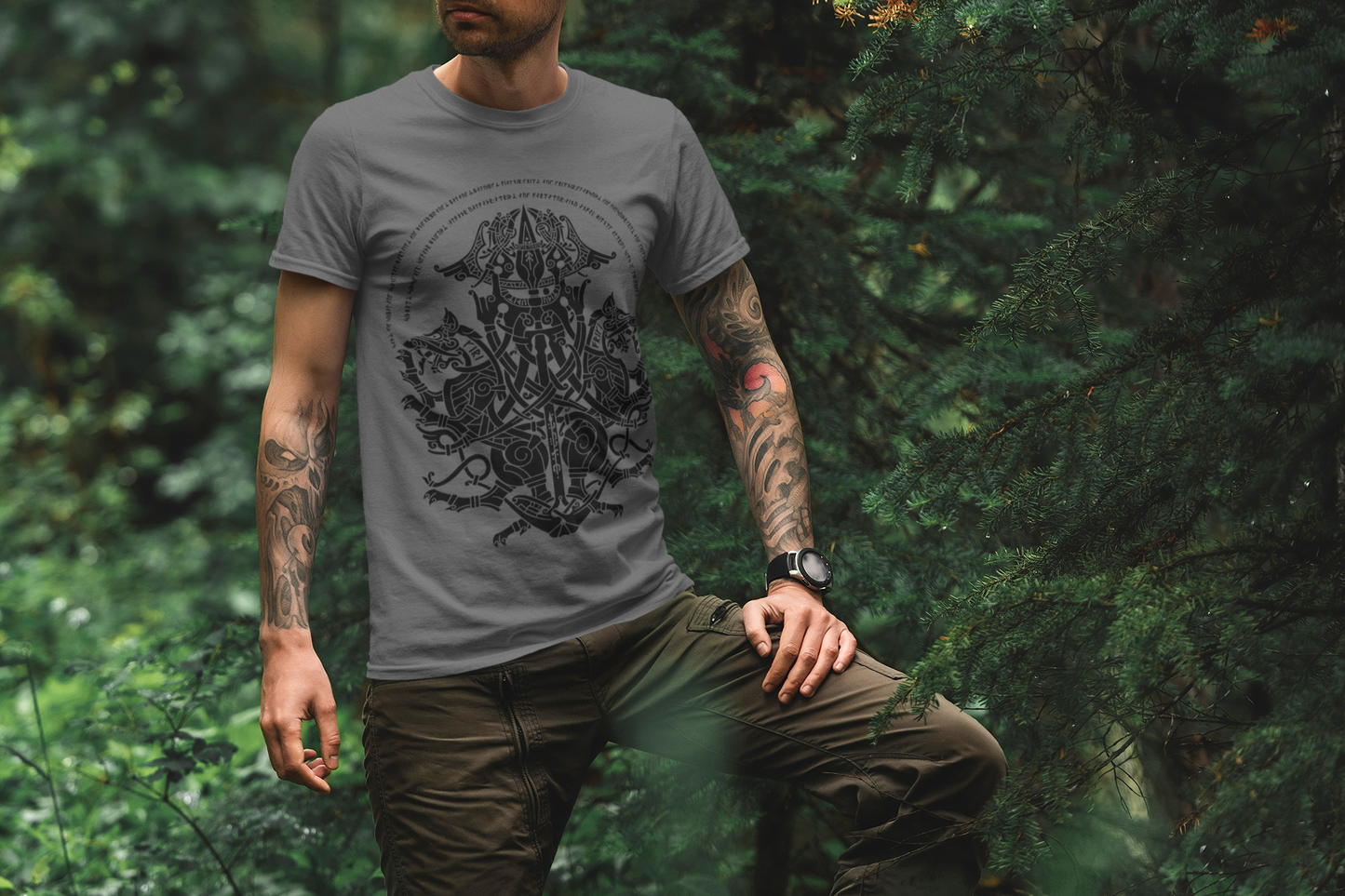 ODIN GREY & BLACK TEE