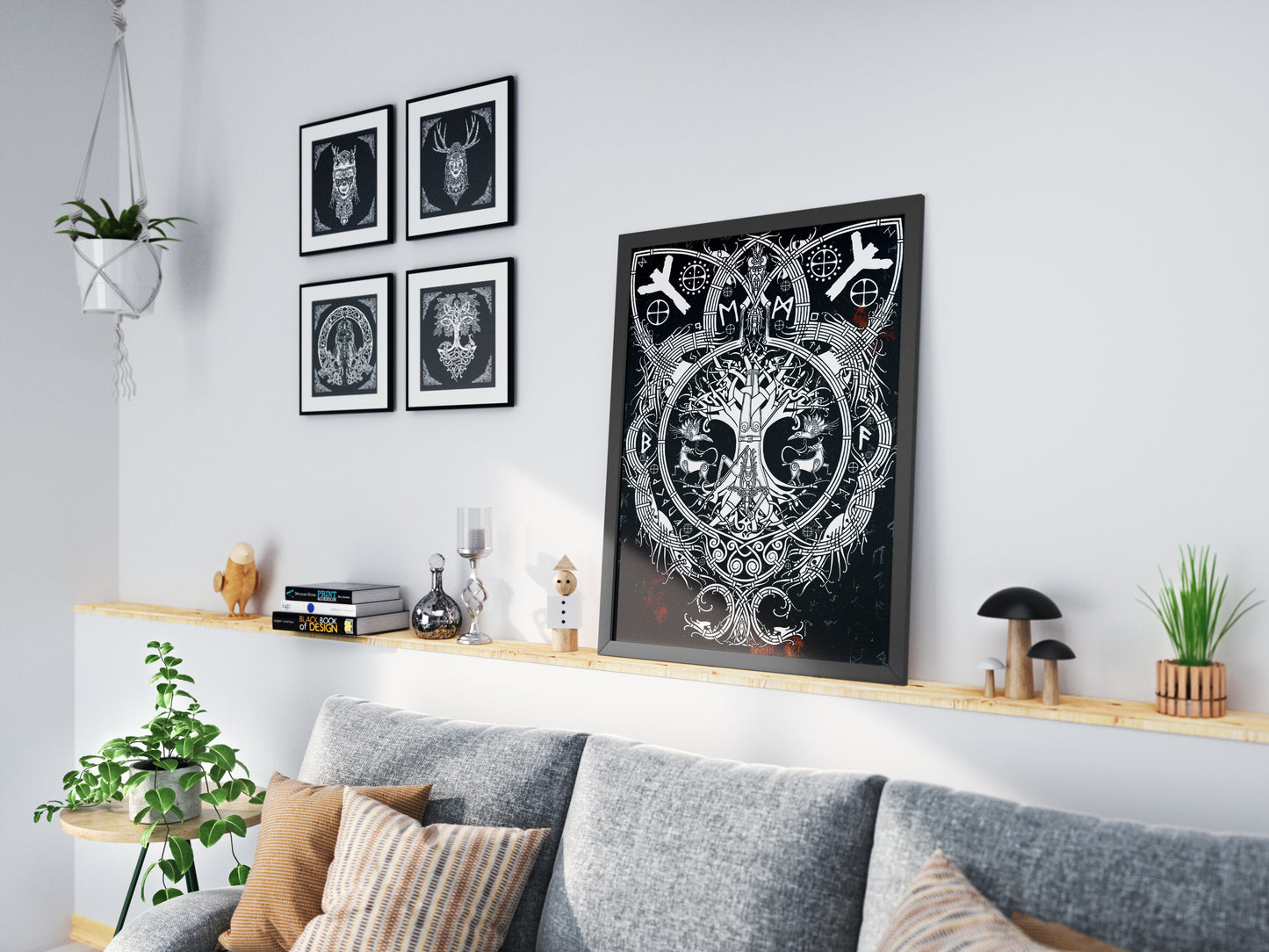 Odin Learning the Runes Print - Inspired by Traditional Nordic Artwork