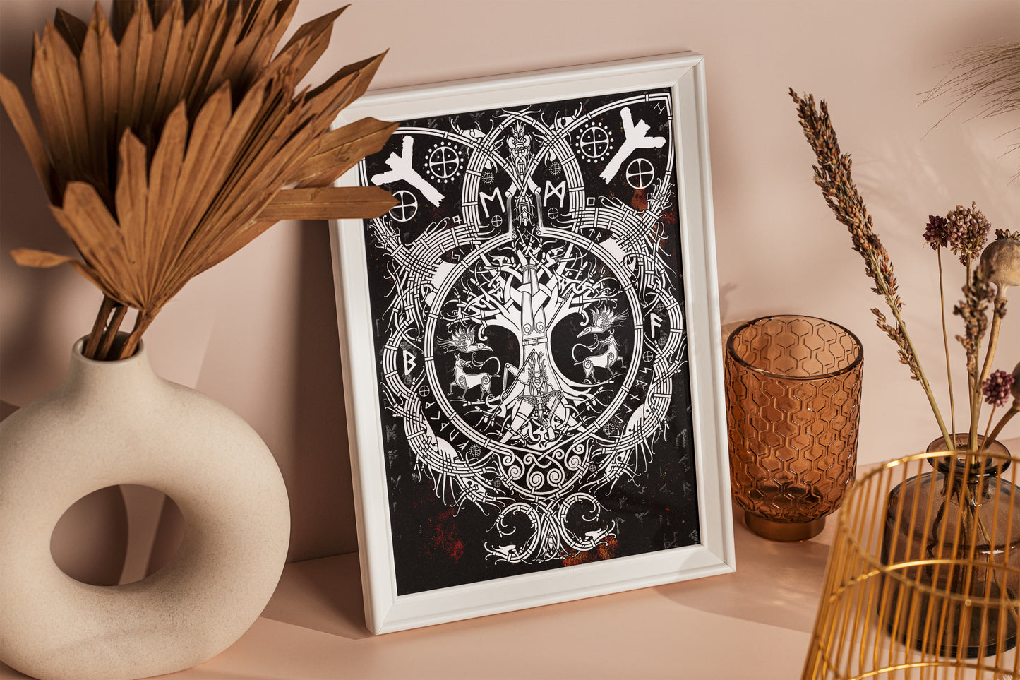 Odin Learning the Runes Print - Inspired by Traditional Nordic Artwork
