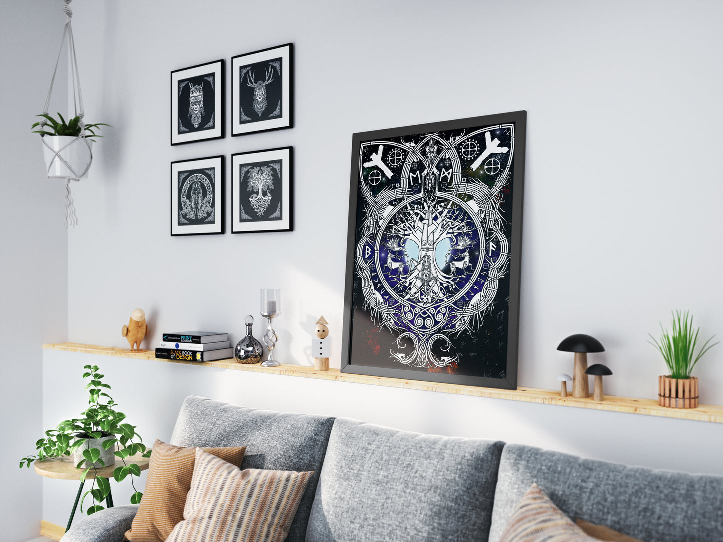 Odin Learning the Runes Print - Inspired by Traditional Nordic Artwork