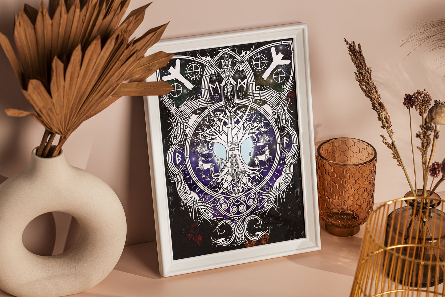 Odin Learning the Runes Print - Inspired by Traditional Nordic Artwork