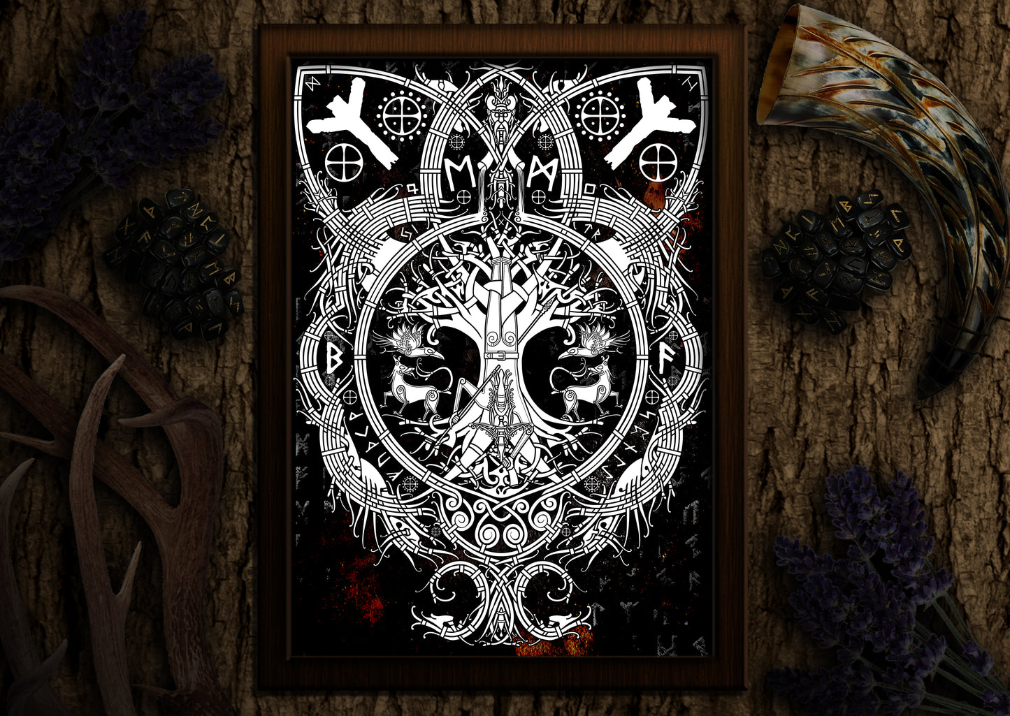 Odin Learning the Runes Print - Inspired by Traditional Nordic Artwork