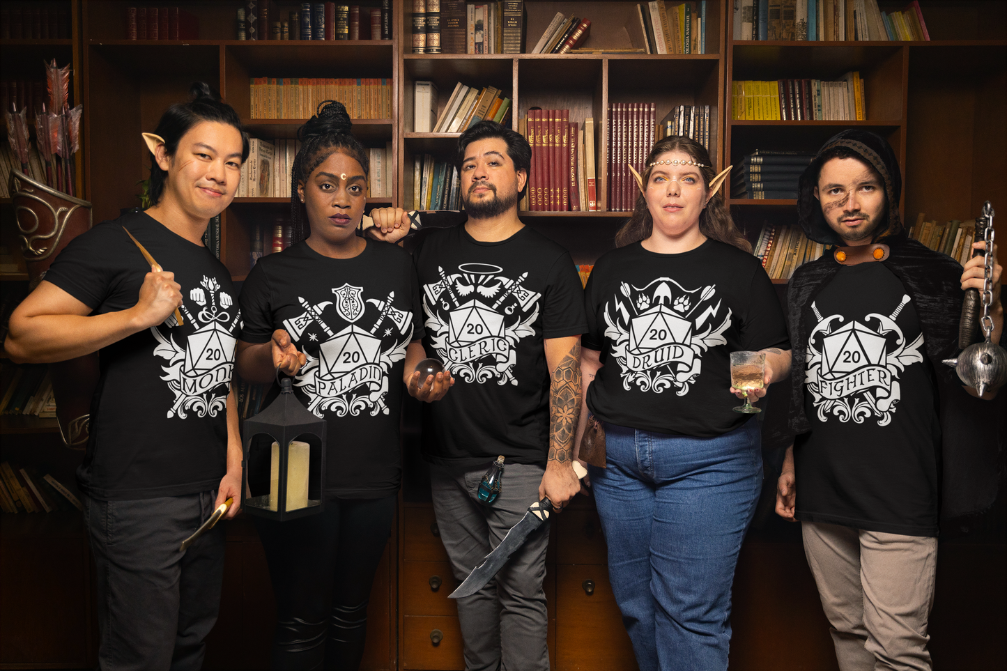Dungeons and Dragons Paladin Class T-Shirt | Black & White D20 Dice Design | Perfect Gift for RPG Gamers