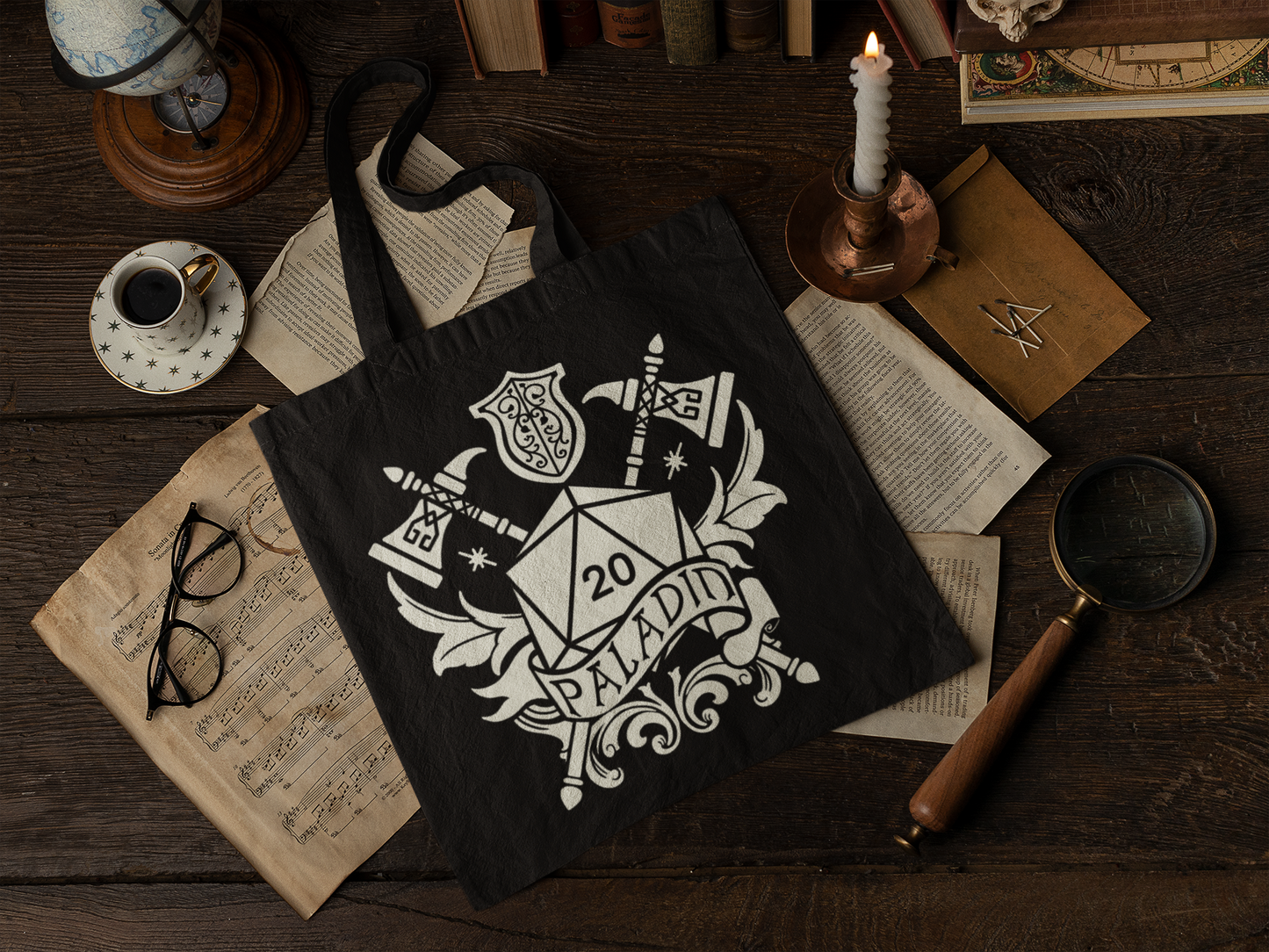 Black Tote Bags with D&D Class Symbols | Set of 12 Unique Designs | Perfect for Dungeon Masters and RPG Enthusiasts