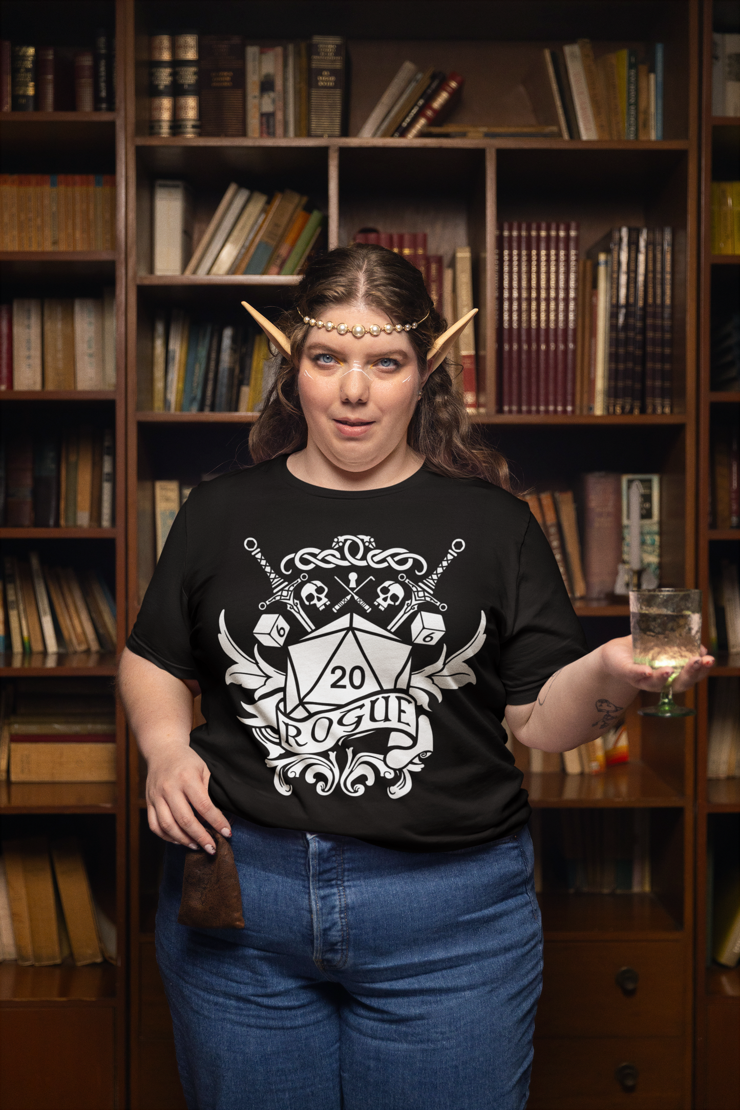 Dungeons and Dragons Rogue Class T-Shirt | Black & White D20 Dice Design | Perfect Gift for RPG Gamers