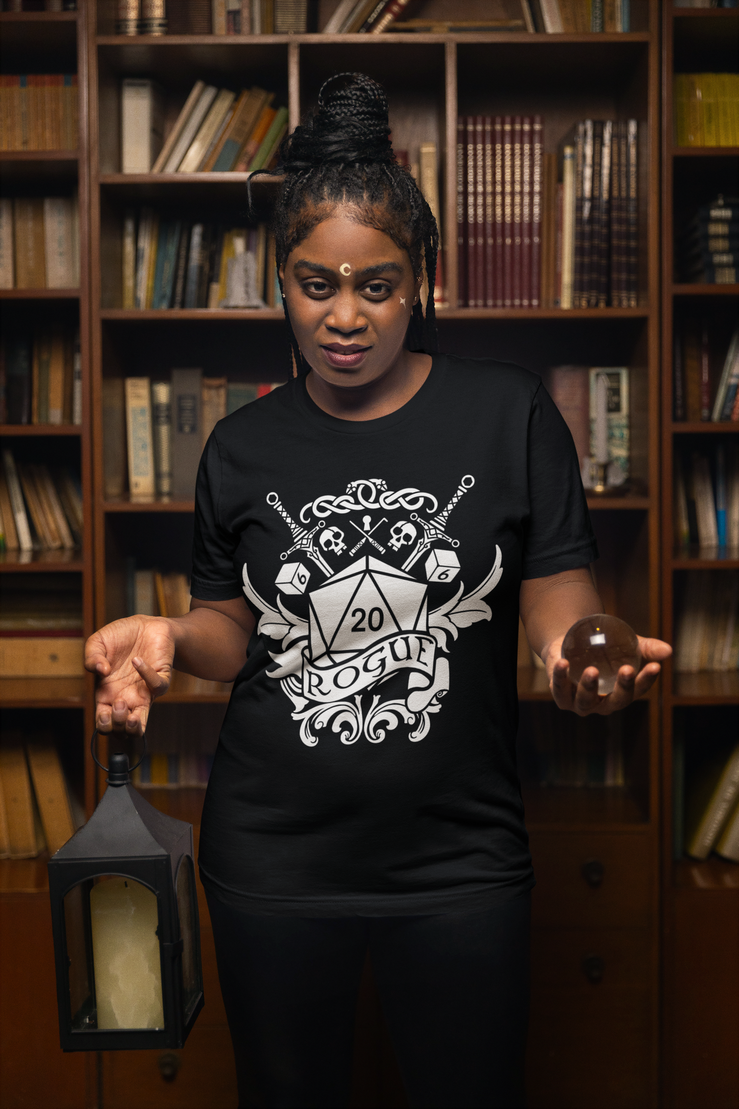 Dungeons and Dragons Rogue Class T-Shirt | Black & White D20 Dice Design | Perfect Gift for RPG Gamers