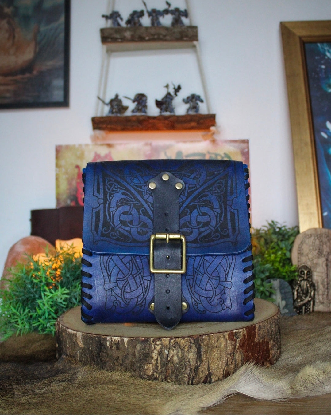 Leather satchel Blue
