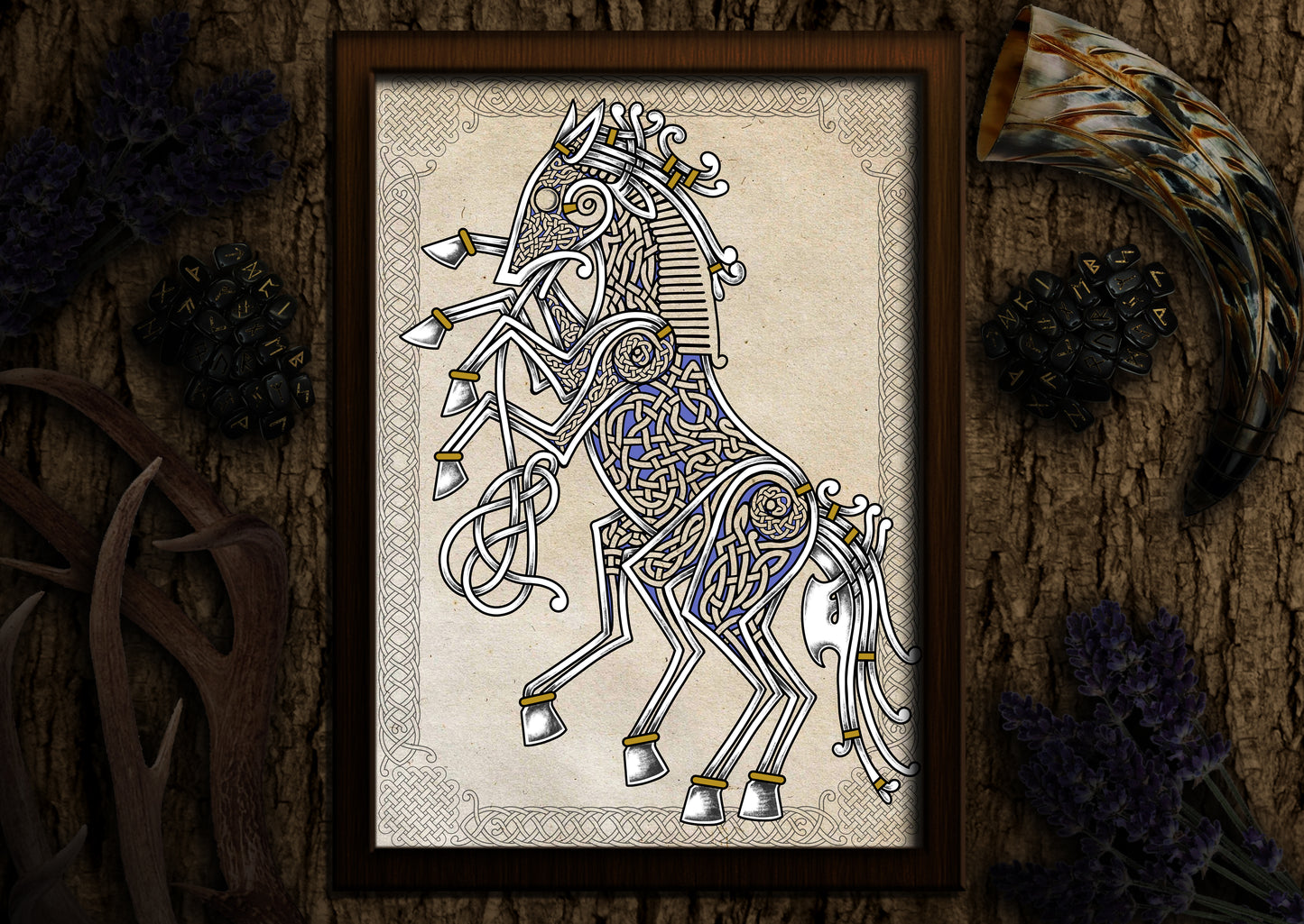 Sleipnir - 8 Legged Horse of Odin - Inspired by Traditional Nordic Artwork Print