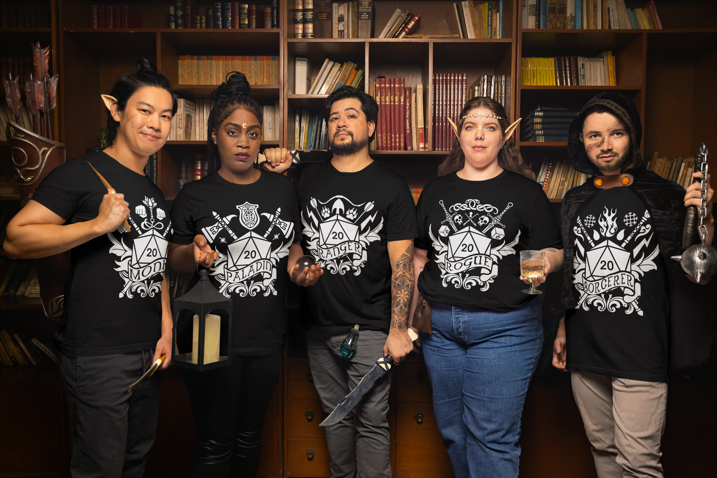 Dungeons and Dragons Sorcerer Class T-Shirt | Black & White D20 Dice Design | Perfect Gift for RPG Gamers