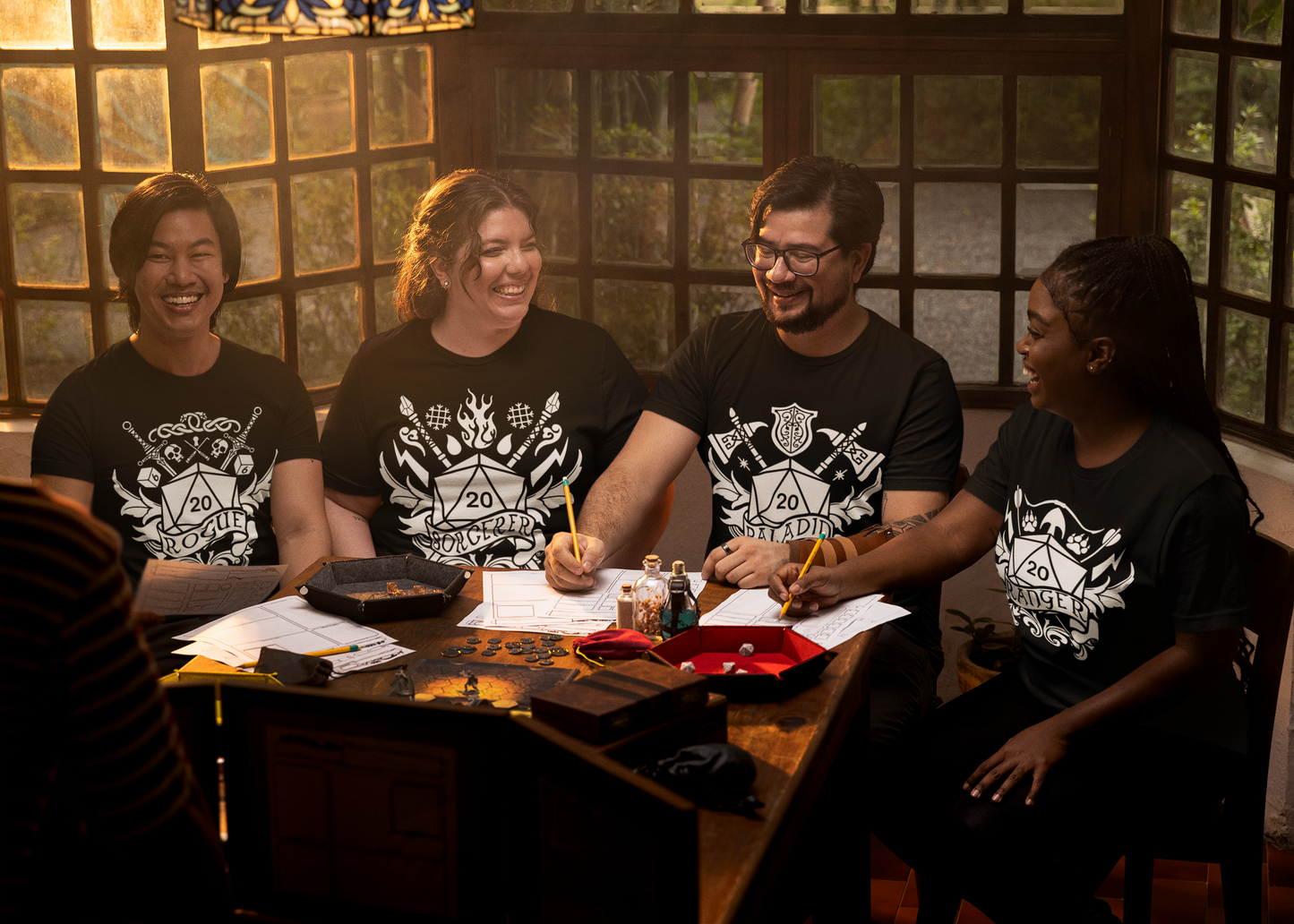 Dungeons and Dragons Sorcerer Class T-Shirt | Black & White D20 Dice Design | Perfect Gift for RPG Gamers