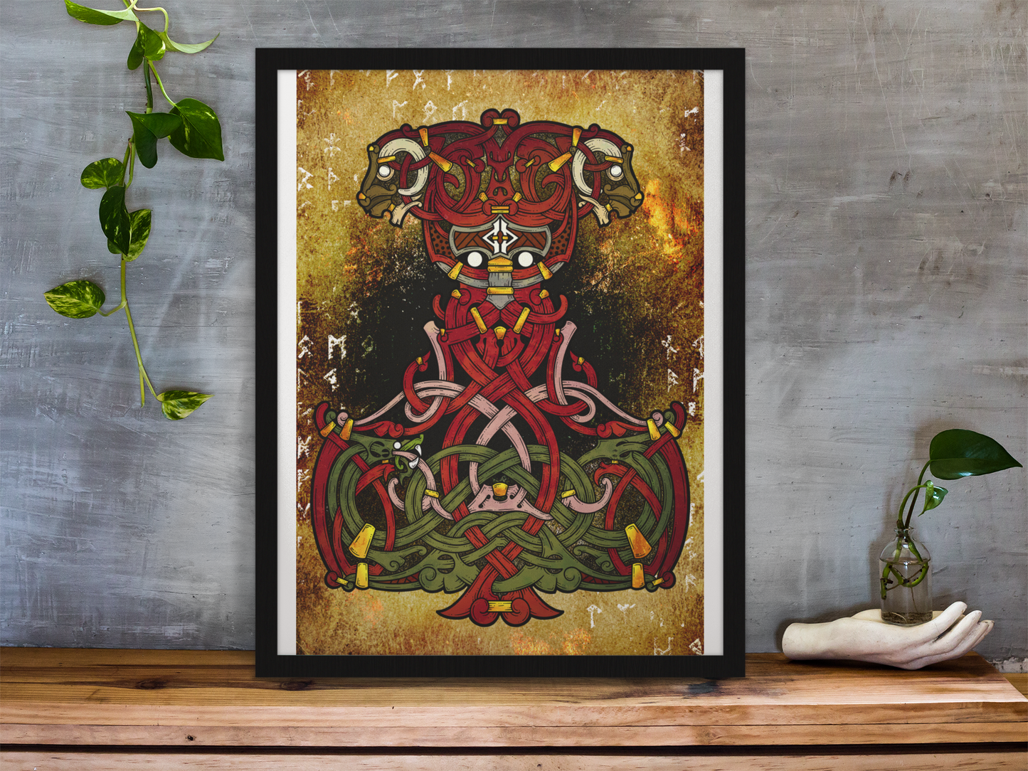 Thor Artwork, Thor Gift, Norse Mythology, Norse God Art, Thor Altar Art, Pagan Home Decor, Pagan Wall Art, Thor Hammer, Mjolnir Poster