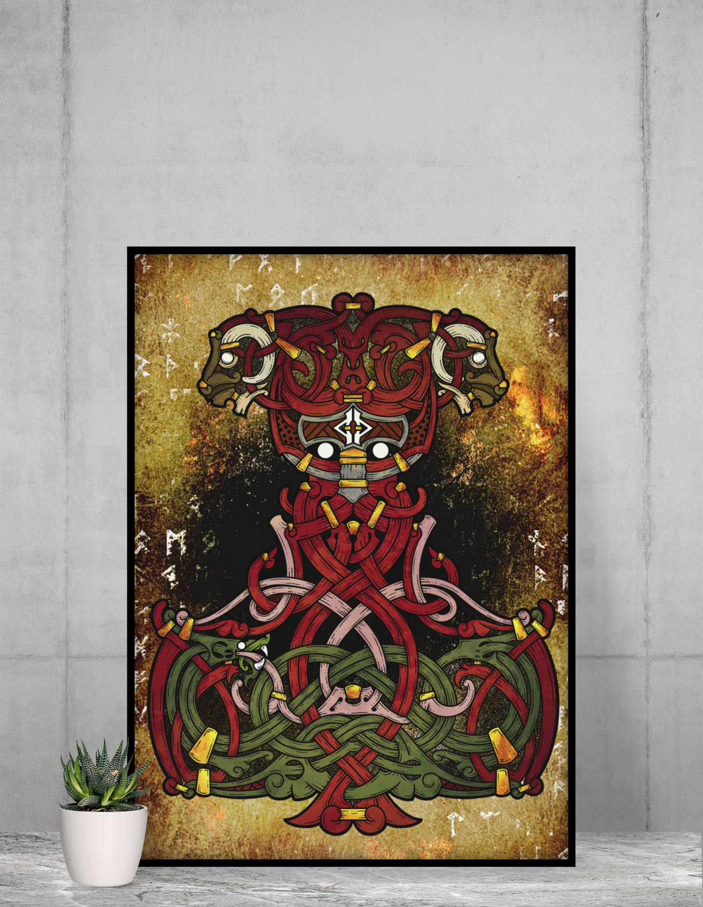 Thor Artwork, Thor Gift, Norse Mythology, Norse God Art, Thor Altar Art, Pagan Home Decor, Pagan Wall Art, Thor Hammer, Mjolnir Poster