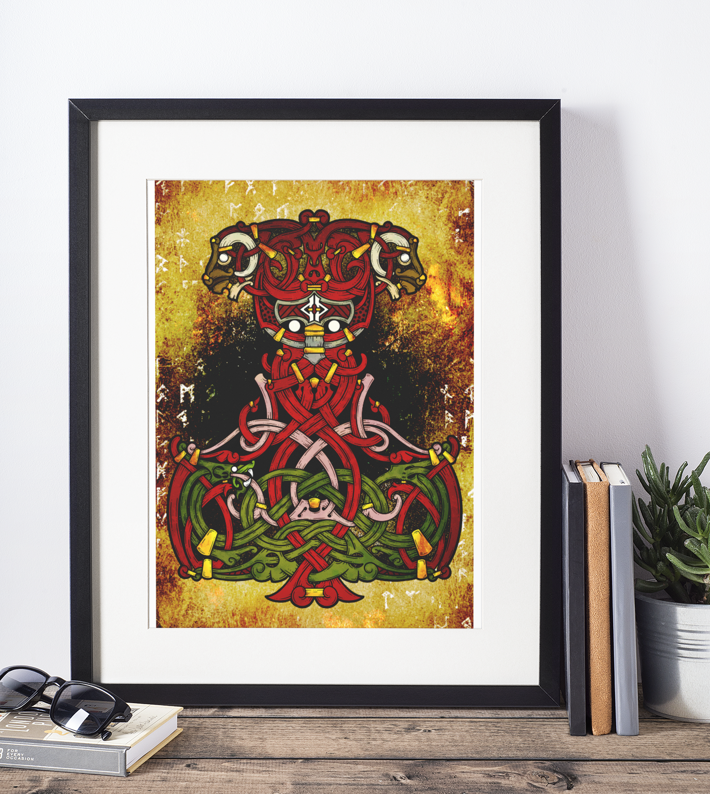 Thor Artwork, Thor Gift, Norse Mythology, Norse God Art, Thor Altar Art, Pagan Home Decor, Pagan Wall Art, Thor Hammer, Mjolnir Poster
