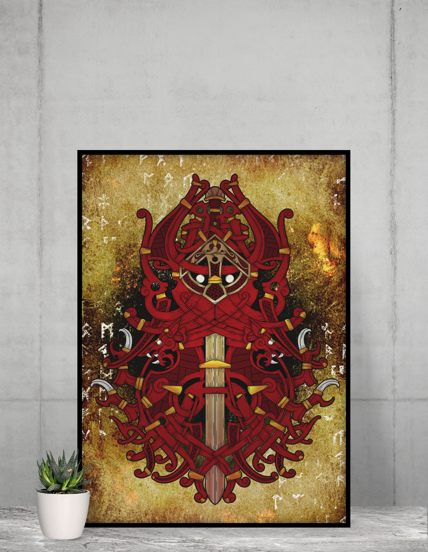 Tyr Art, Viking God Artwork, Norse Mythology, Fenrir Artwork, Viking Wolf, Viking Sword Art, Pagan Home Decor, Tyr Altar Art, Pagan Wall Art