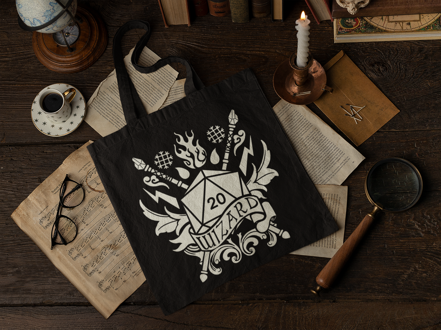 Black Tote Bags with D&D Class Symbols | Set of 12 Unique Designs | Perfect for Dungeon Masters and RPG Enthusiasts