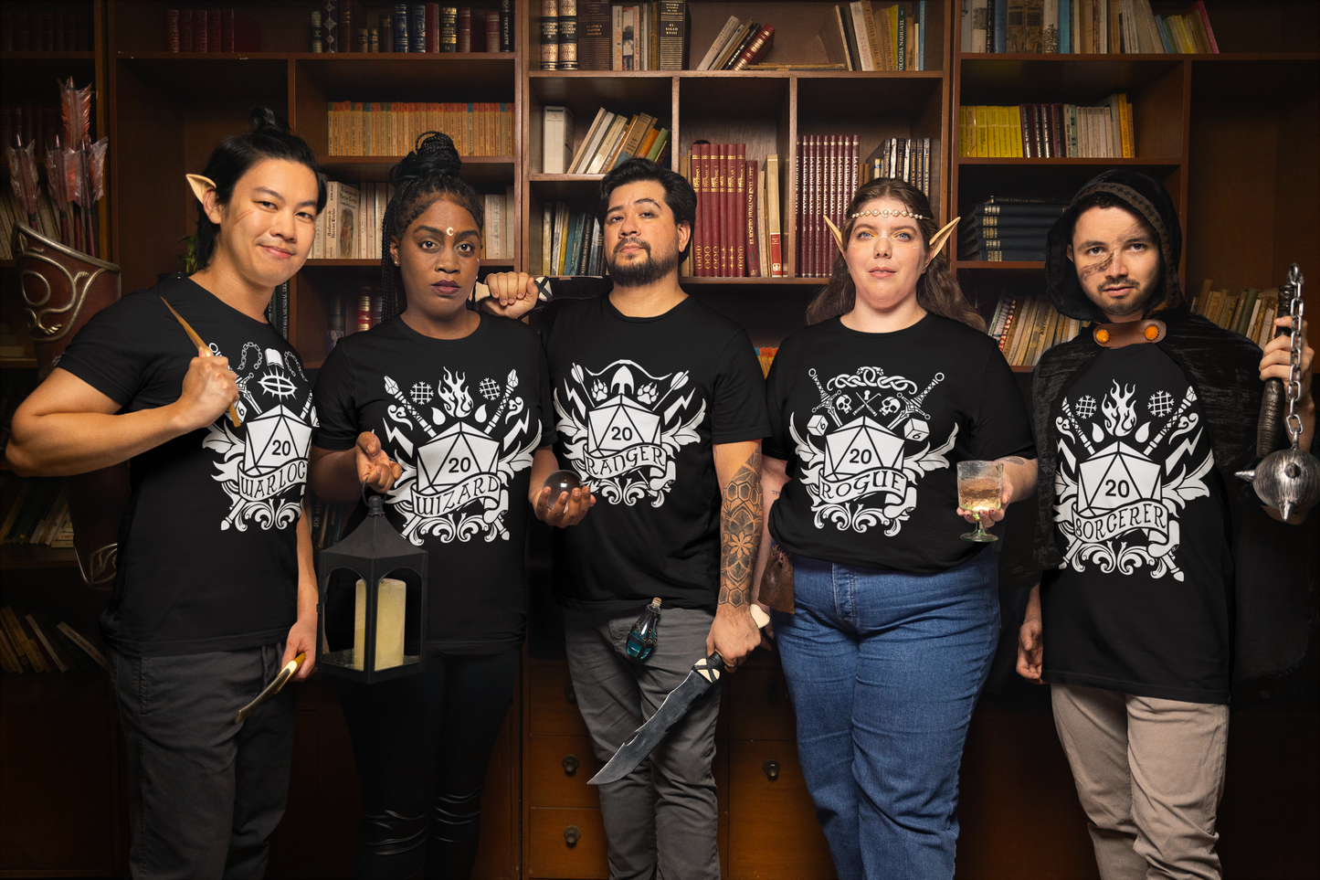 Dungeons and Dragons Wizard Class T-Shirt | Black & White D20 Dice Design | Perfect Gift for RPG Gamers