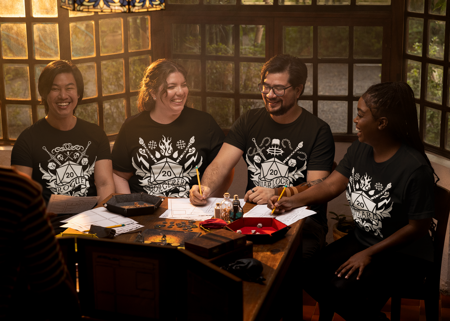 Dungeons and Dragons Wizard Class T-Shirt | Black & White D20 Dice Design | Perfect Gift for RPG Gamers