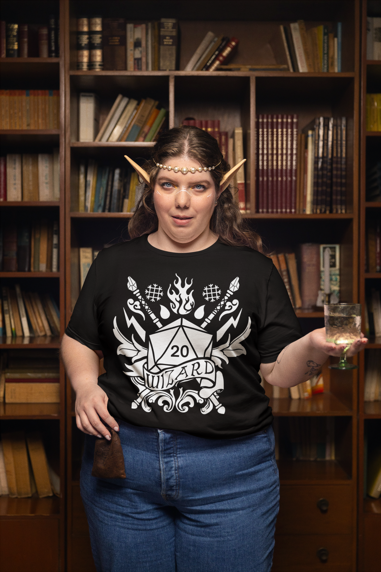 Dungeons and Dragons Wizard Class T-Shirt | Black & White D20 Dice Design | Perfect Gift for RPG Gamers