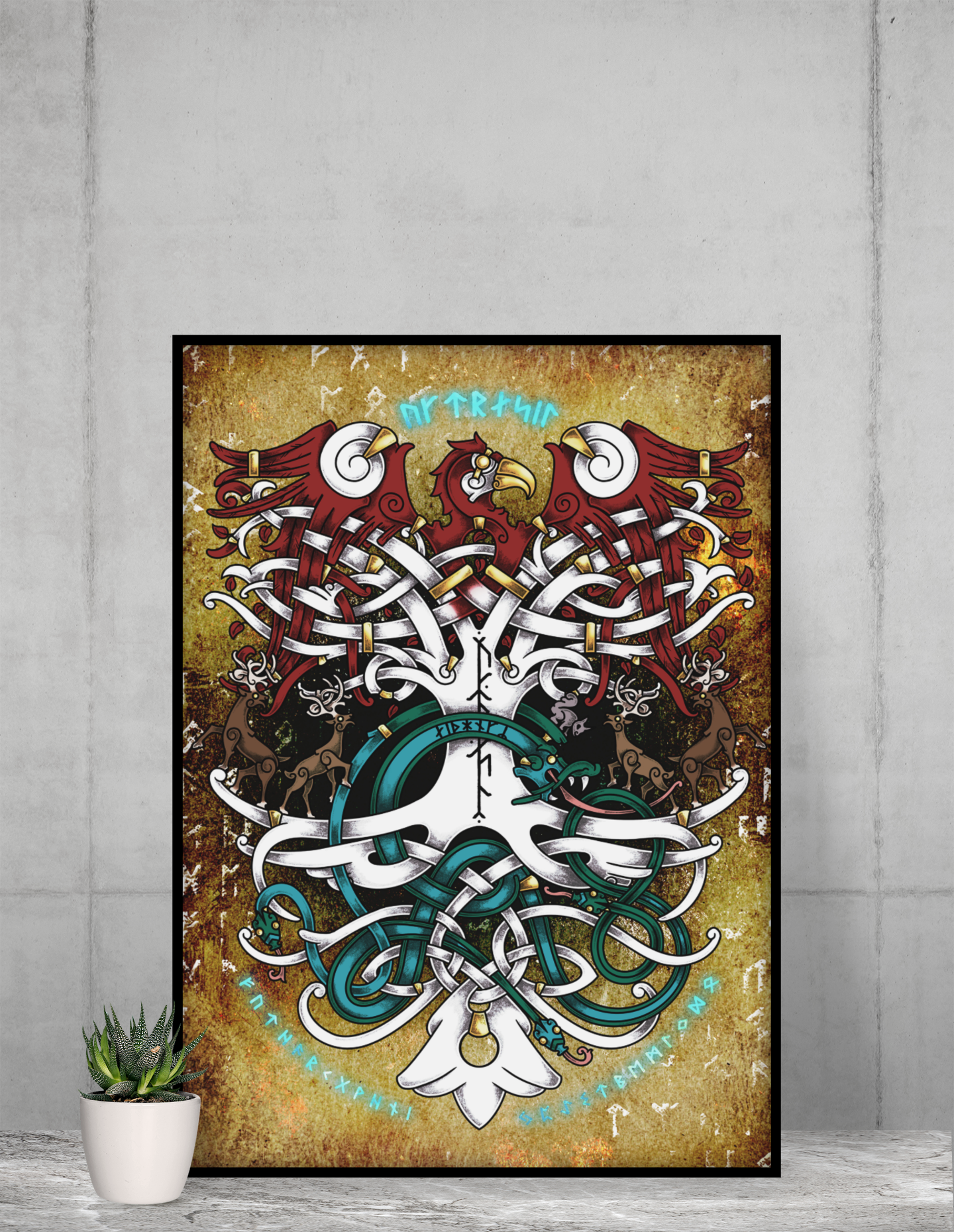 Yggdrasil Gift, Yggdrasil Artwork, Tree of Life, Norse Mythology, Nidhogg Art, Pagan Home Decor, Pagan Wall Art, Yggdrasil Altar Piece