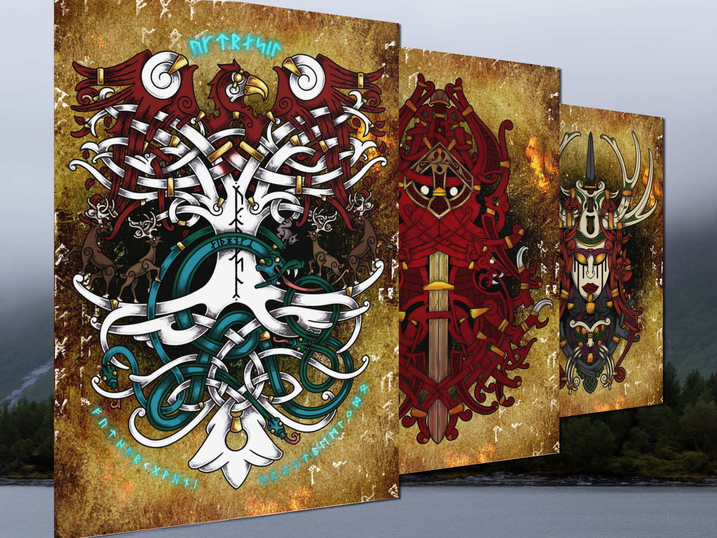 Yggdrasil Gift, Yggdrasil Artwork, Tree of Life, Norse Mythology, Nidhogg Art, Pagan Home Decor, Pagan Wall Art, Yggdrasil Altar Piece