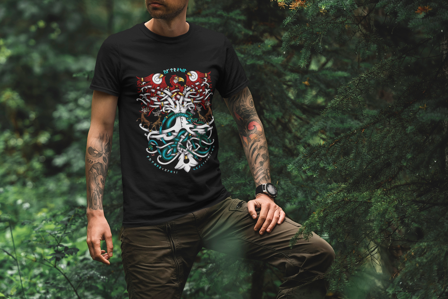 Yggdrasil Tshirt, Yggdrasil Gift, Tree of Life, Viking Tshirt, Norse Mythology, Viking Clothing, Norse Apparel, Rune Tshirt, Bindrune Shirt