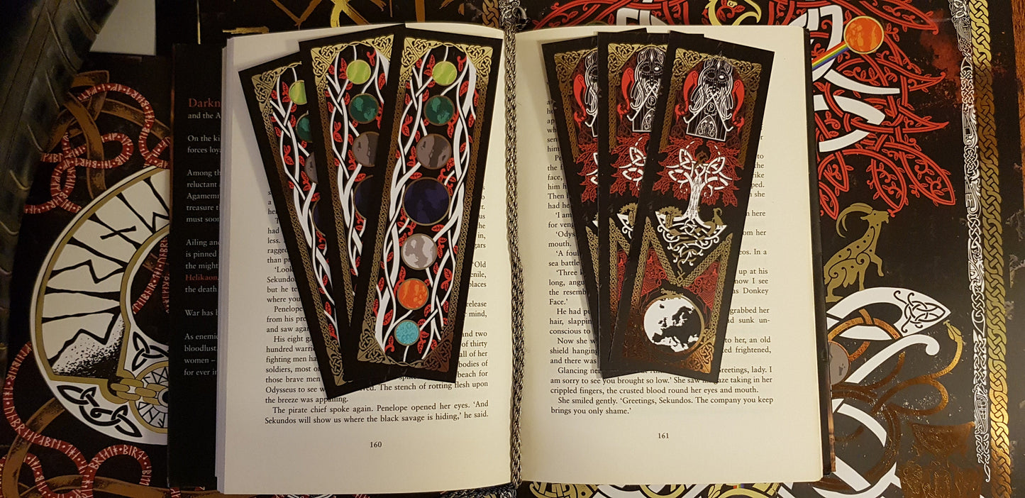 Yggdrasil Gold Foil Double-Sided Bookmark - Norse, Nordic, Viking, Odin, Midgard
