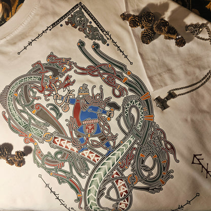 Jormungandr vs Thor - Heavyweight Oversized Tshirt